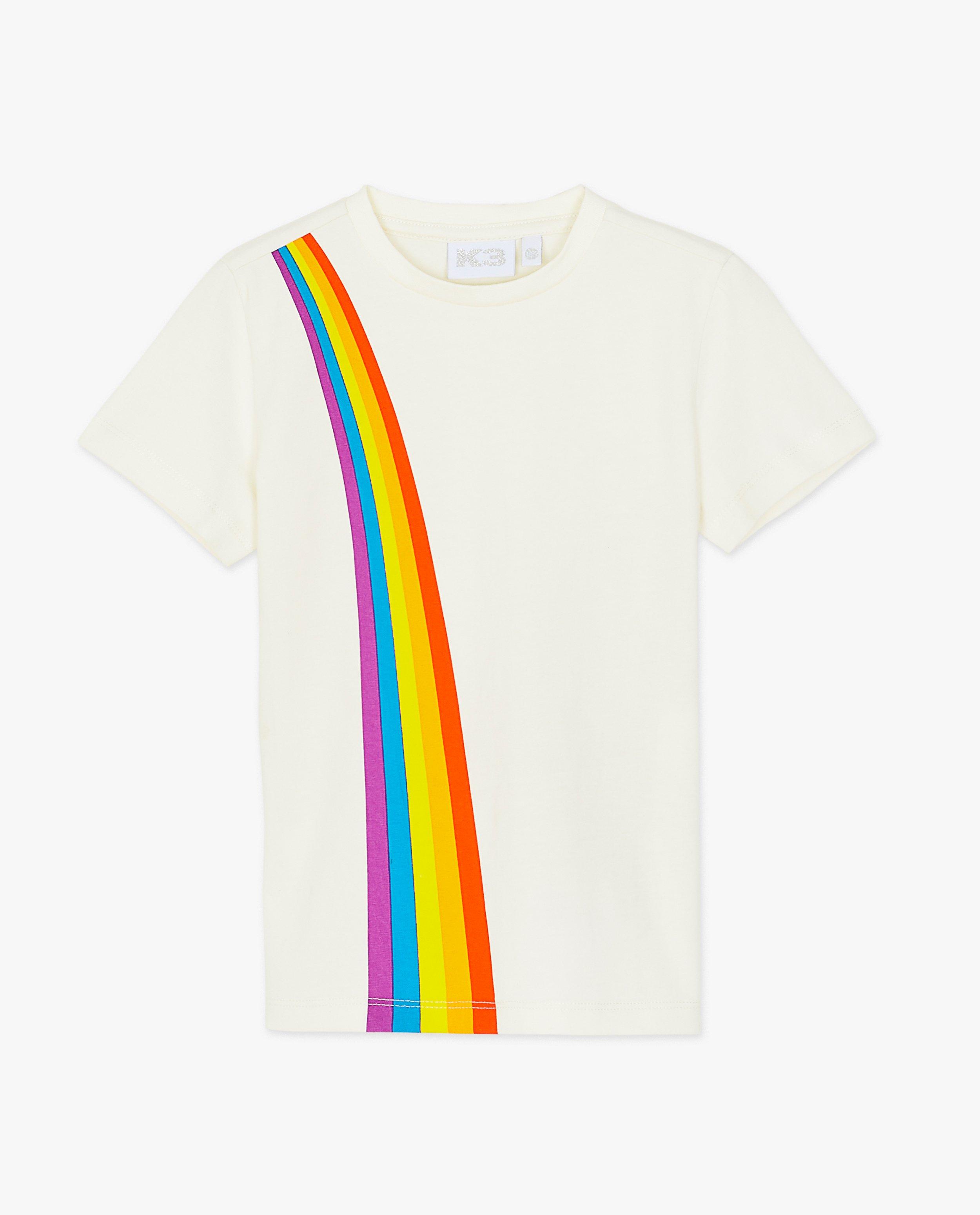 wit shirt met regenboog