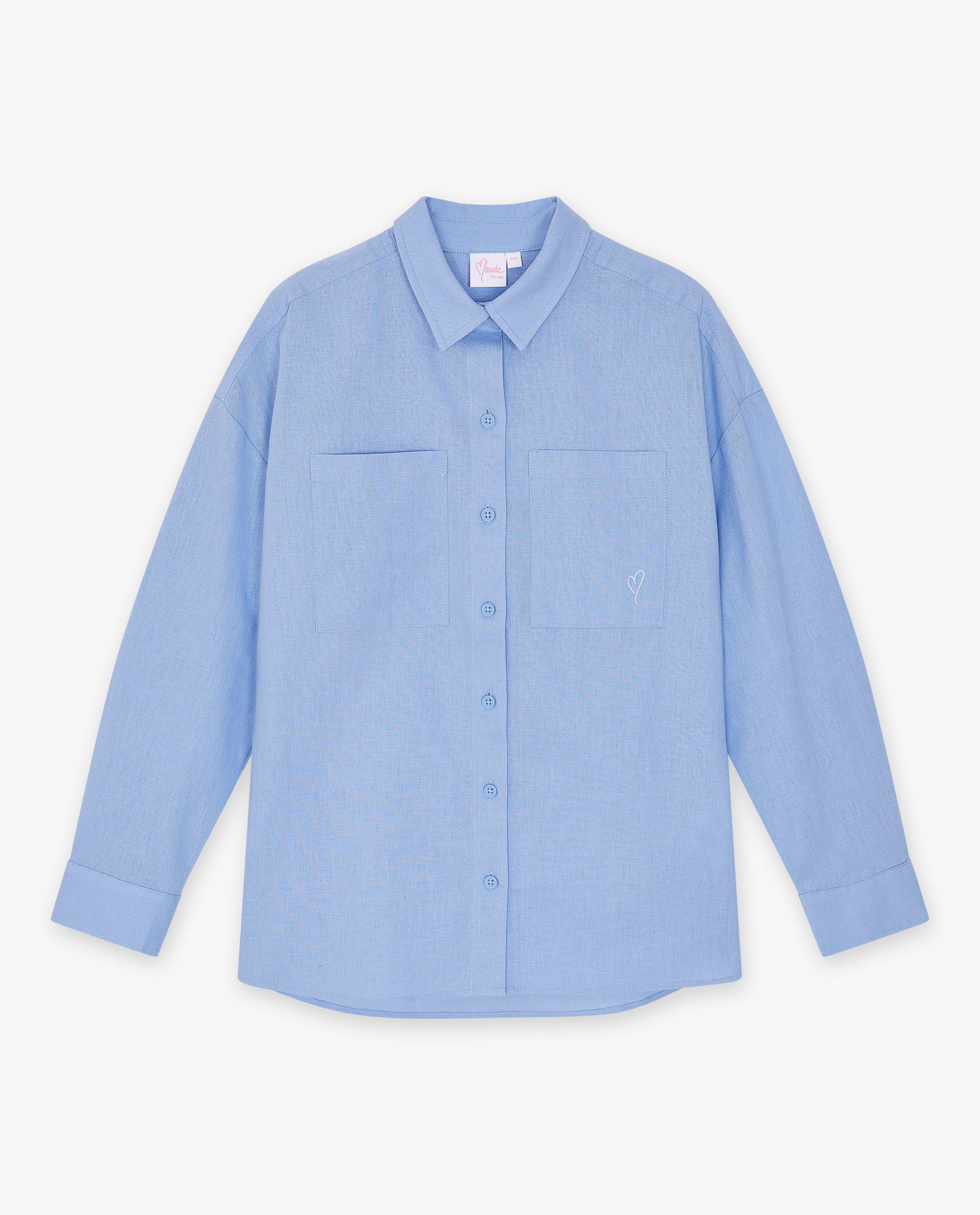 Hemden - Blauw hemd van linnenmix