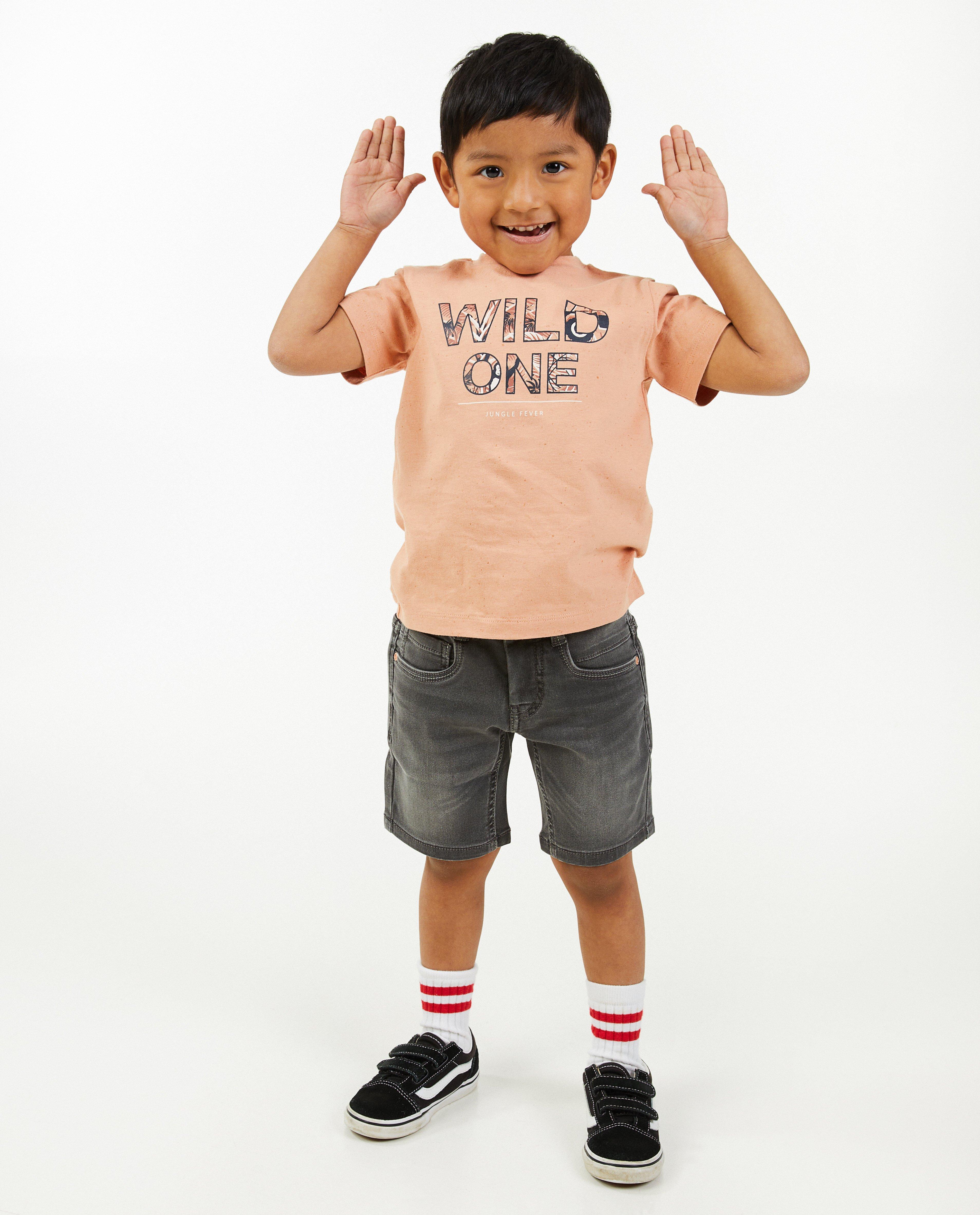 Donkergrijze jeansshort, 2-7 jaar - null - Kidz Nation