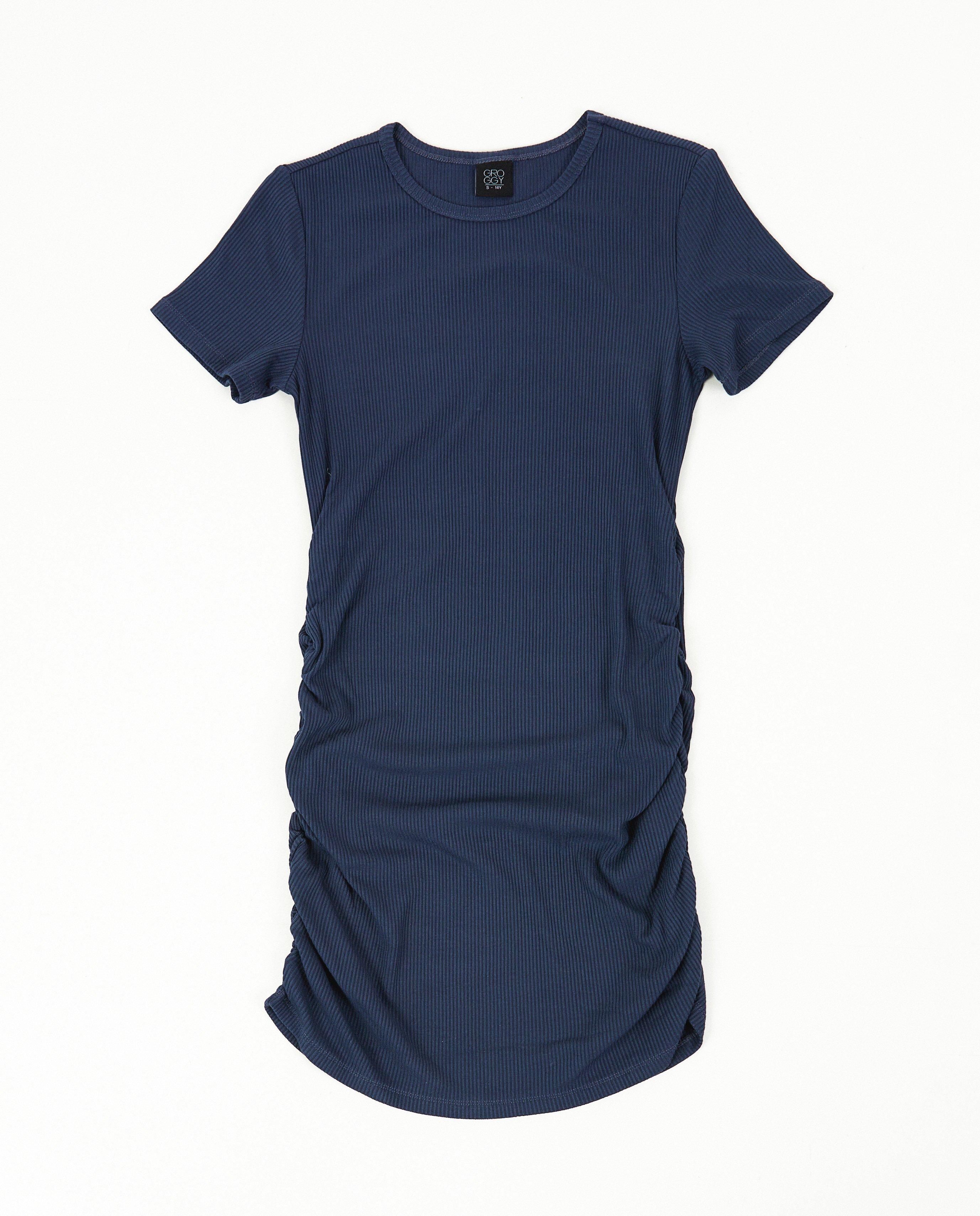Robes - Robe bleu foncé côtelée
