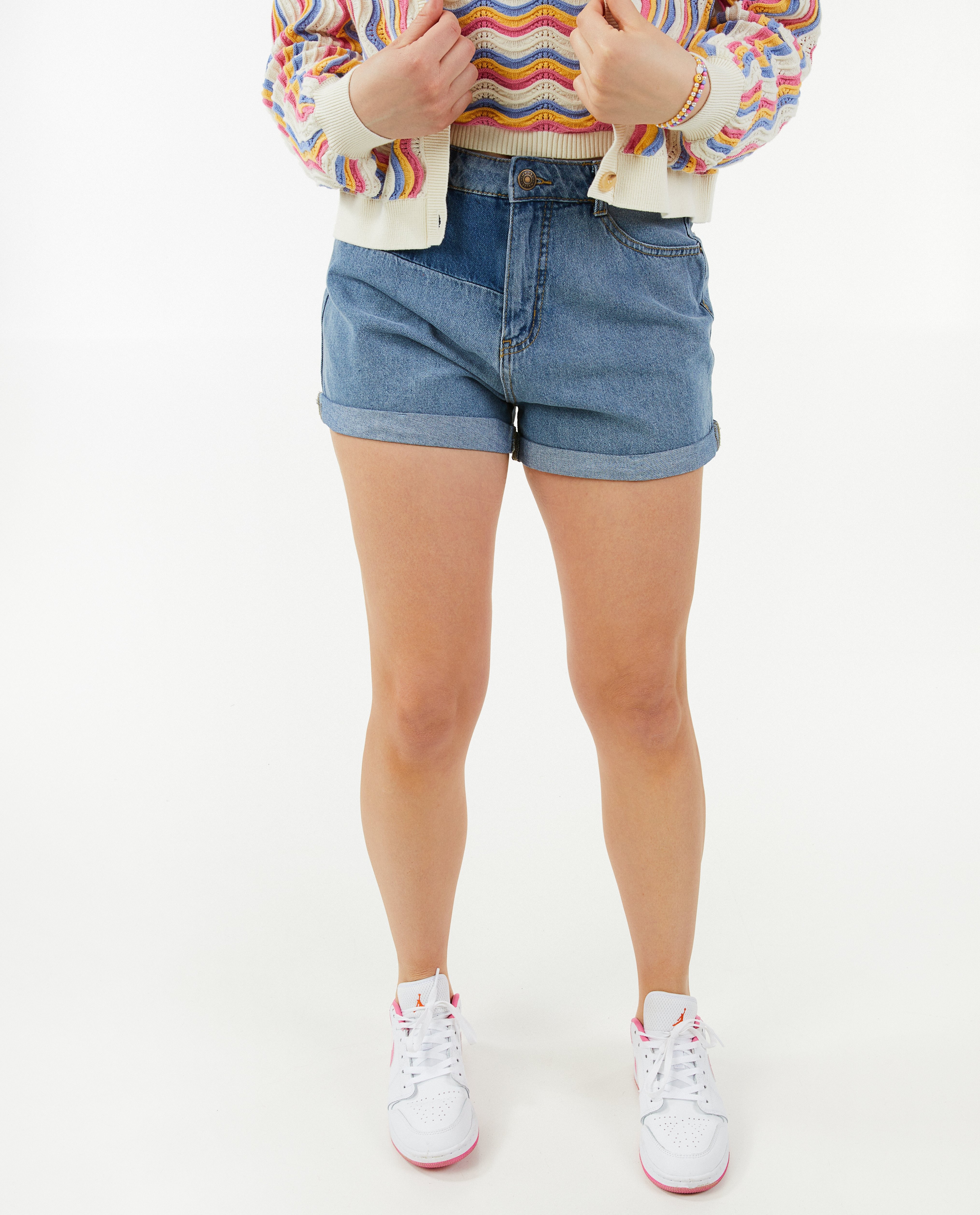 Shorts - Short en jeans avec patchwork