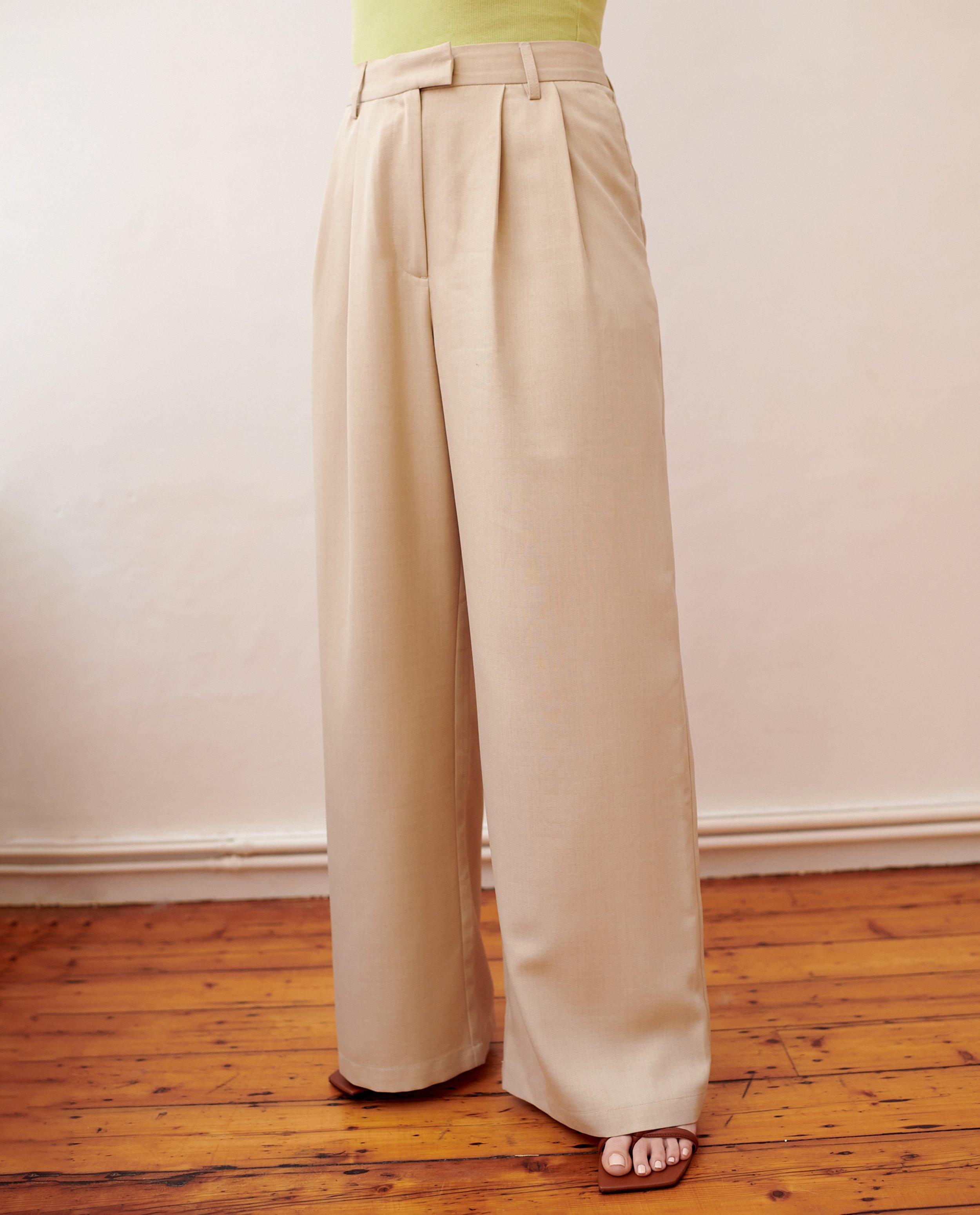 Broeken - Beige broek, palazzo fit