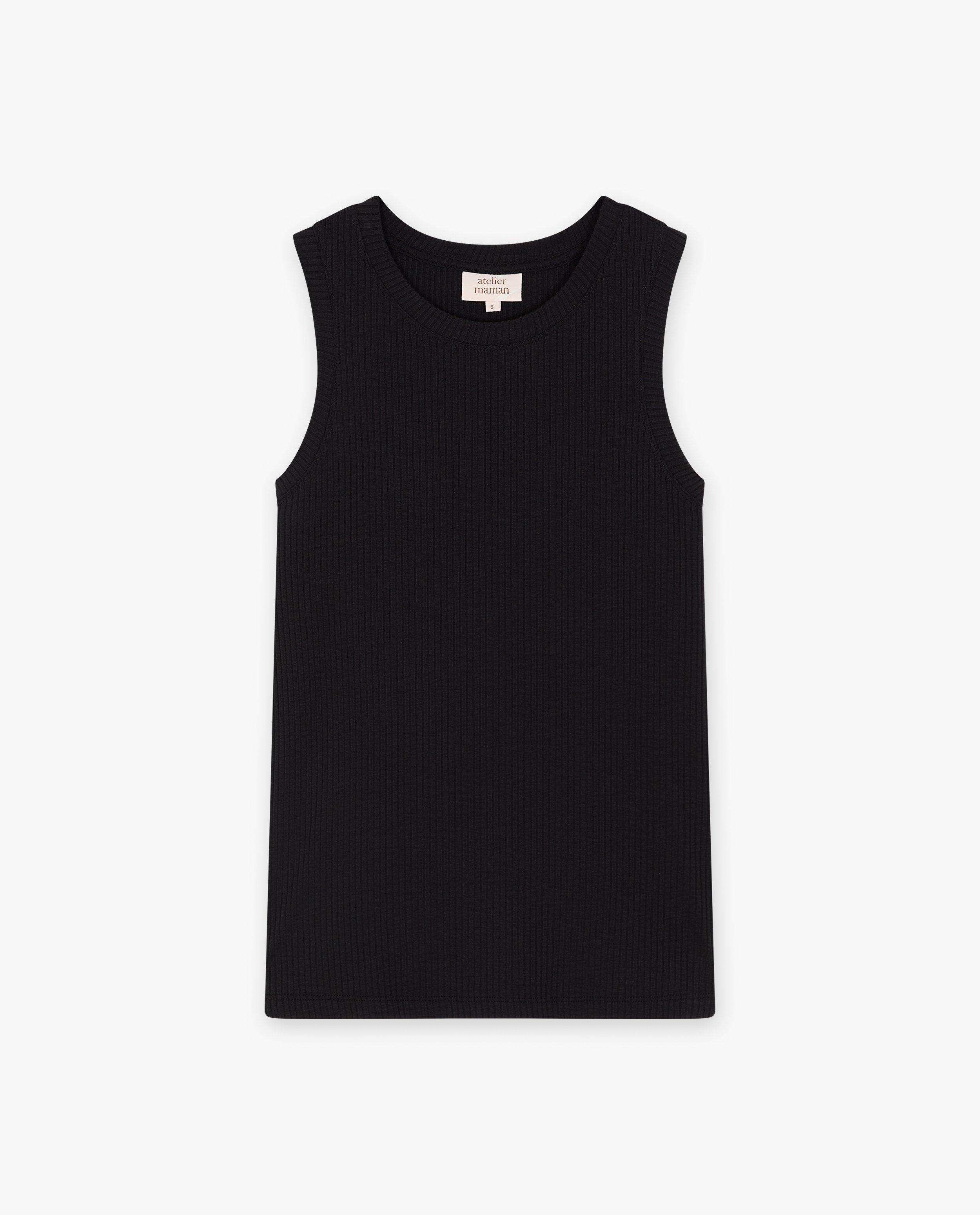 T-shirts - Top noir côtelé, grossesse