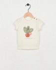 T-shirts - Offwhite T-shirt met ruches
