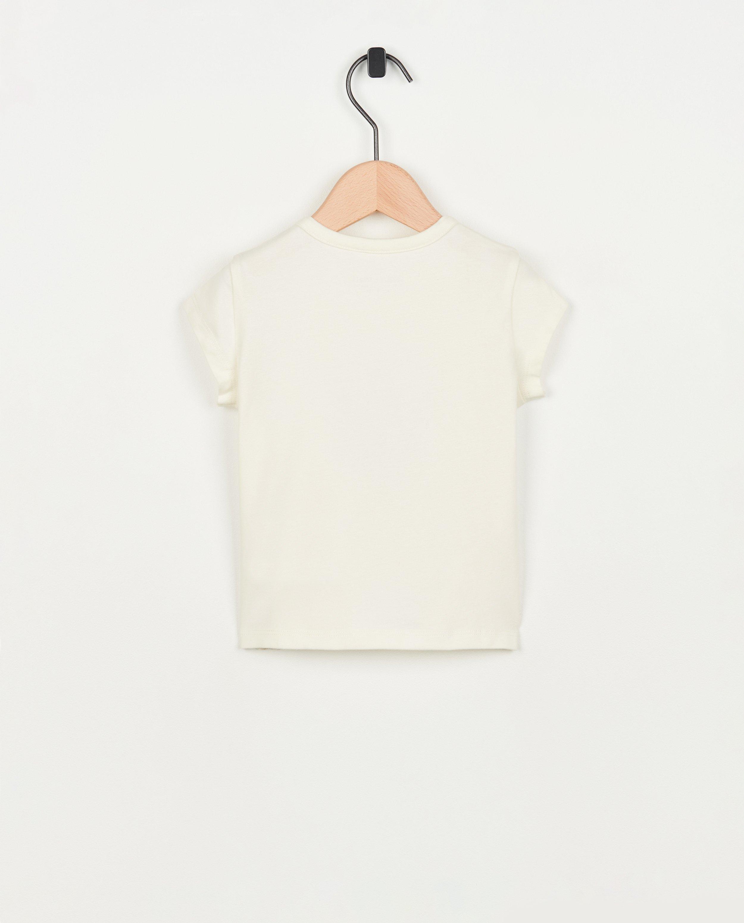 T-shirts - Offwhite T-shirt met ruches