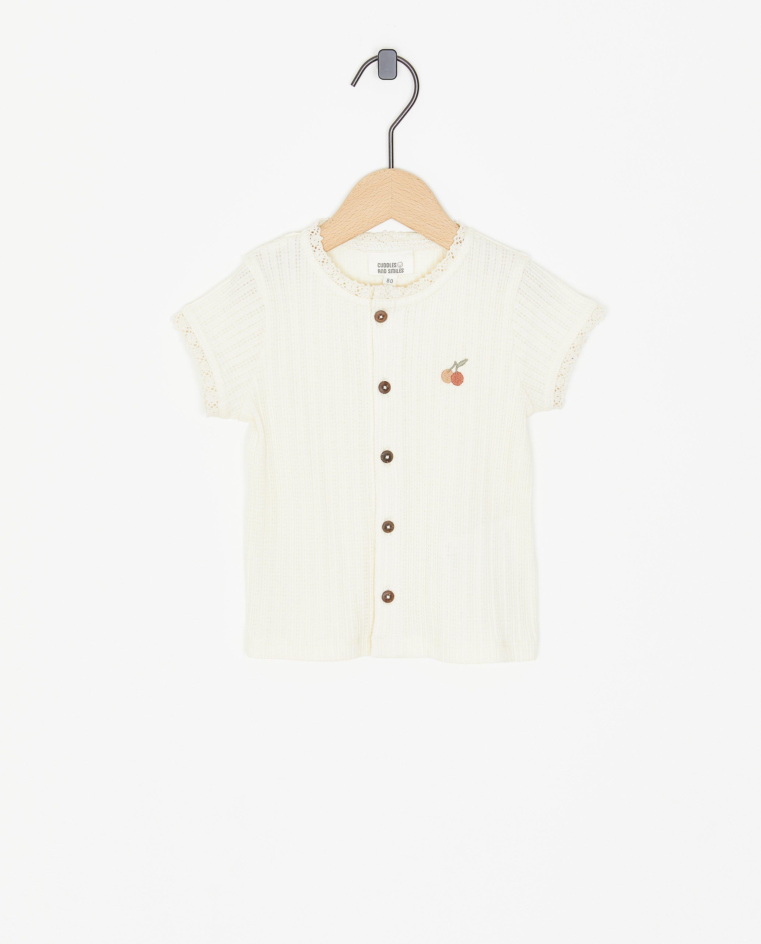 Offwhite T-shirt met ajour - Product Detail - wit - afbeelding nummer 2