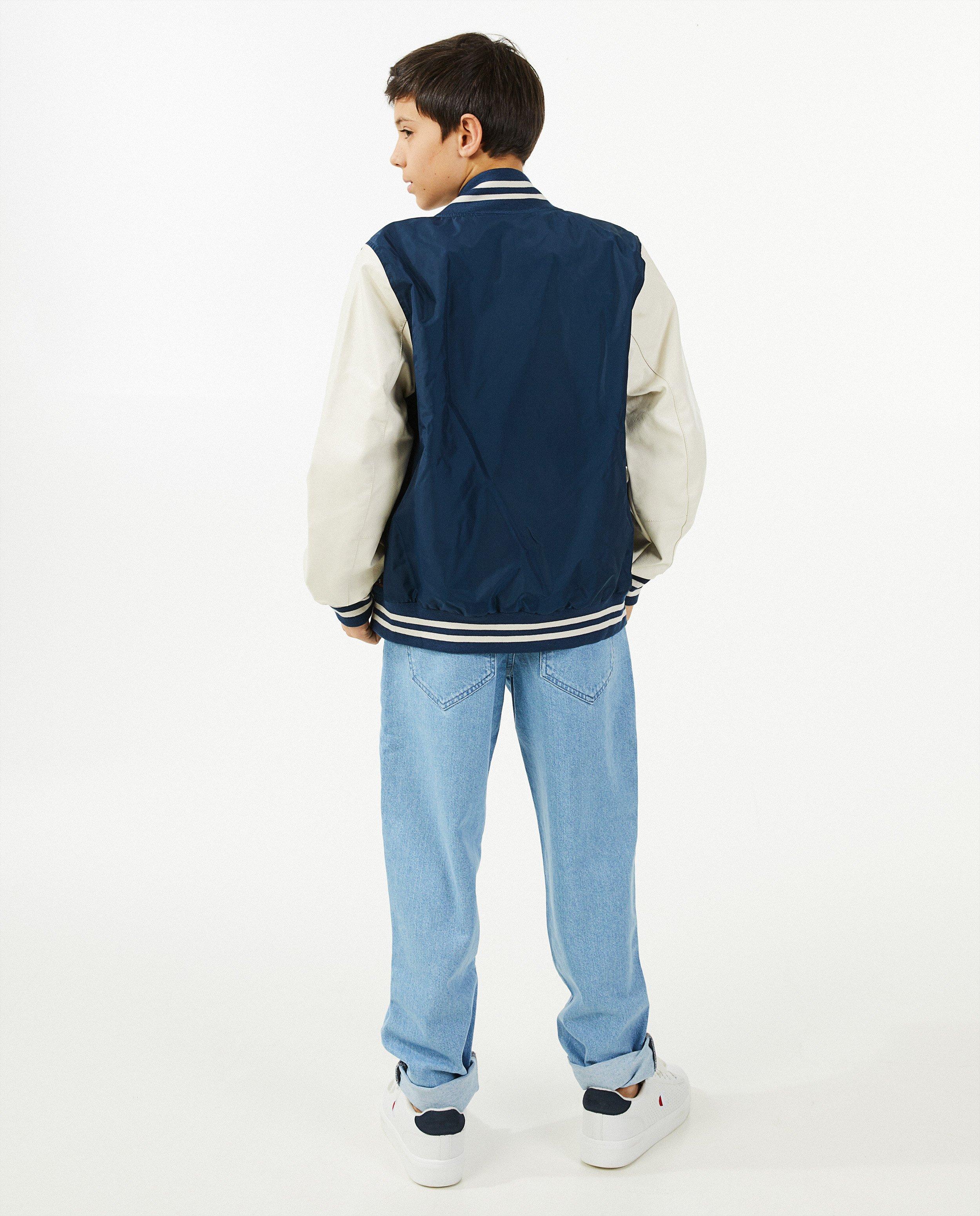Poncho's en teddy's - Donkerblauwe letter jacket