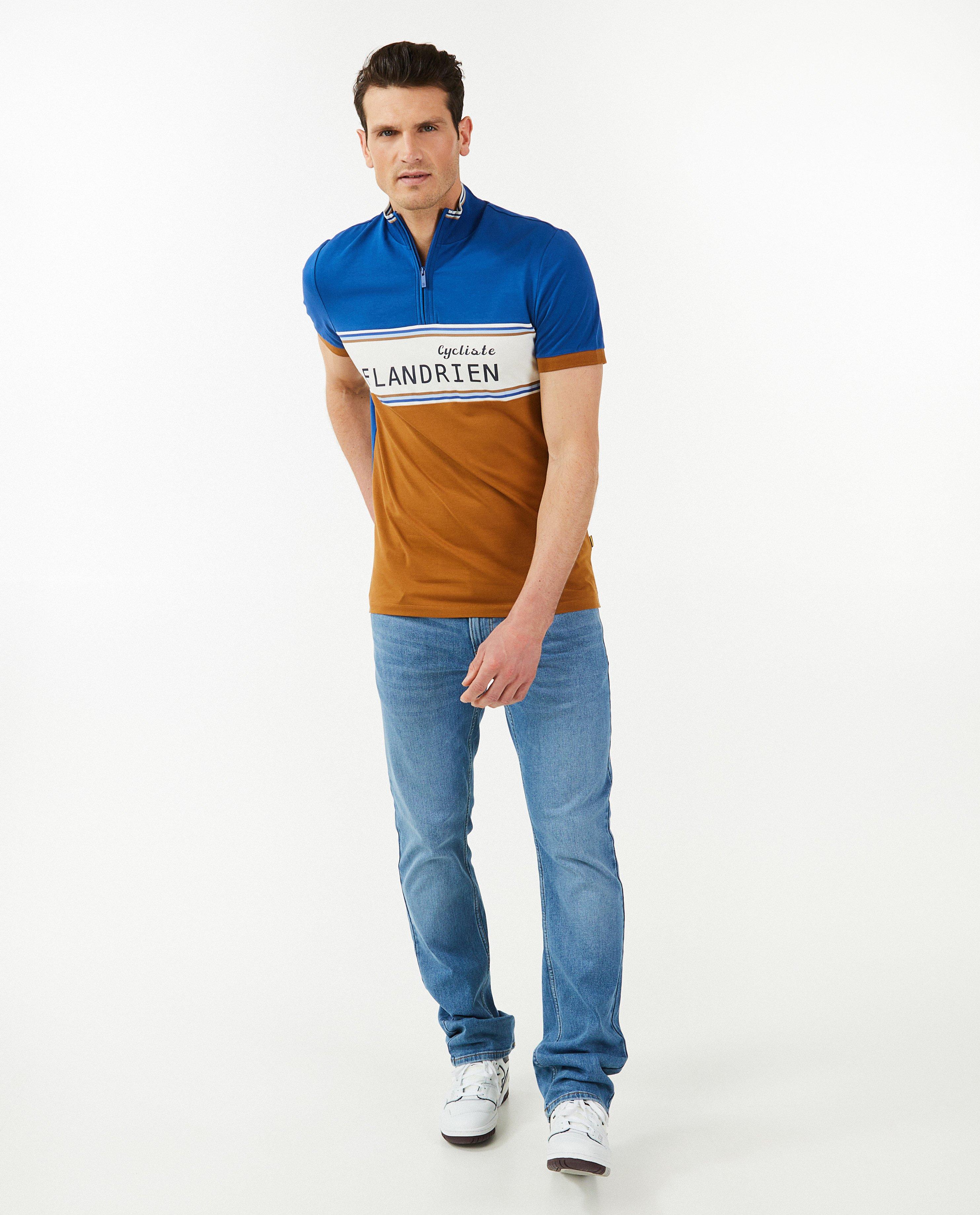 Polo avec une fermeture à glissière, hommes - Détails du produit - bleu foncé - image numéro 1