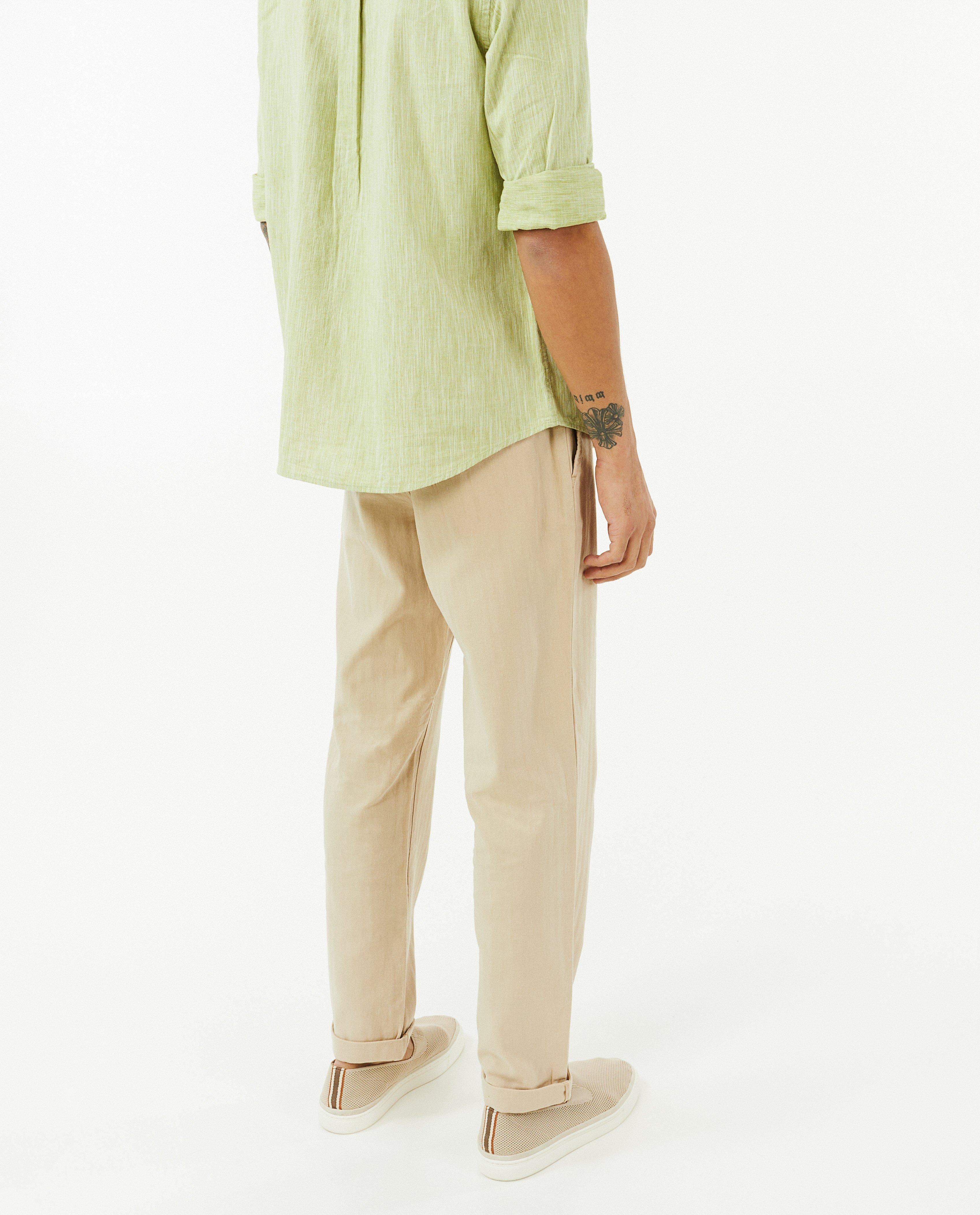 Beige chino van linnenmix - null - Nanja Massy