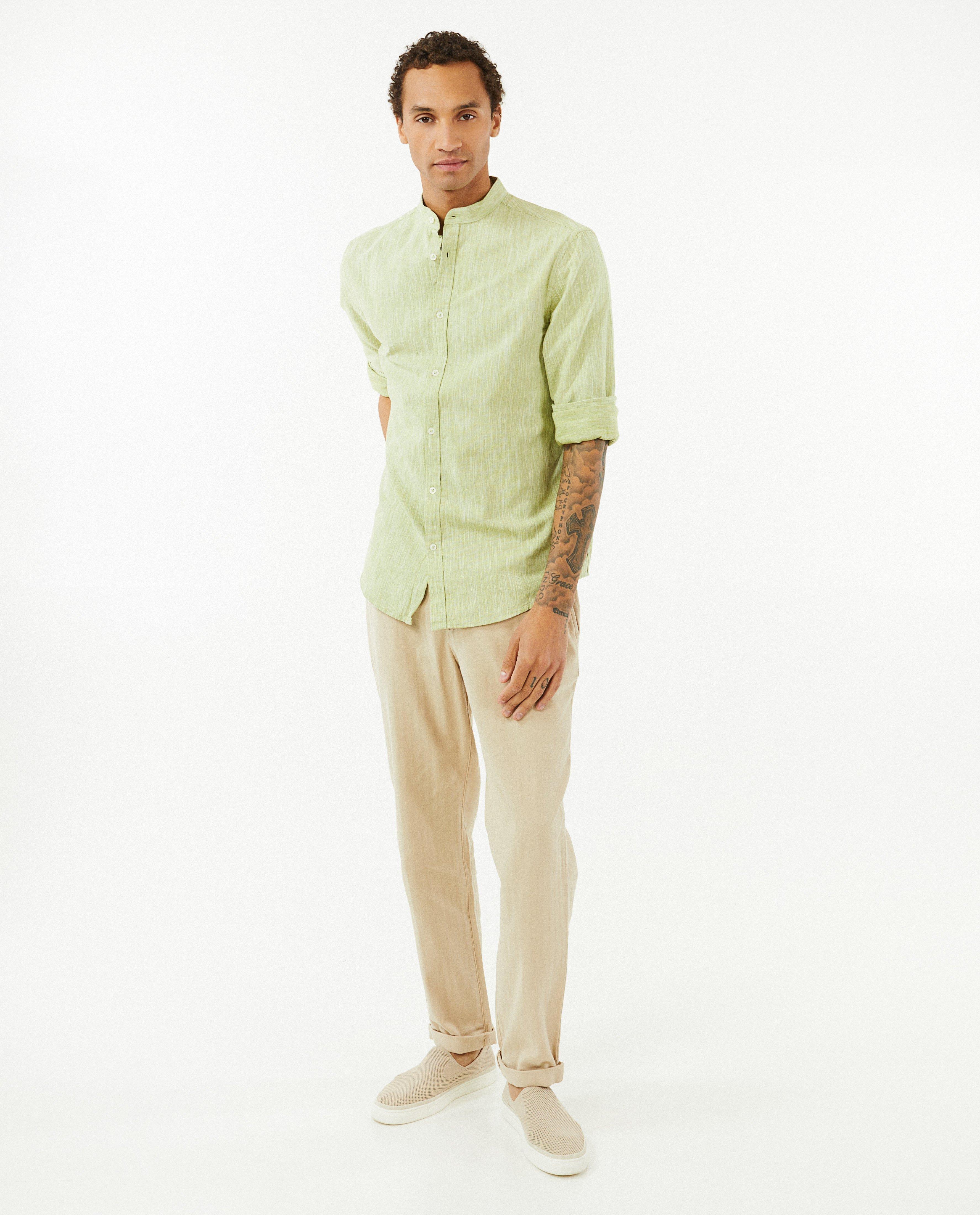 Broeken - Beige chino van linnenmix