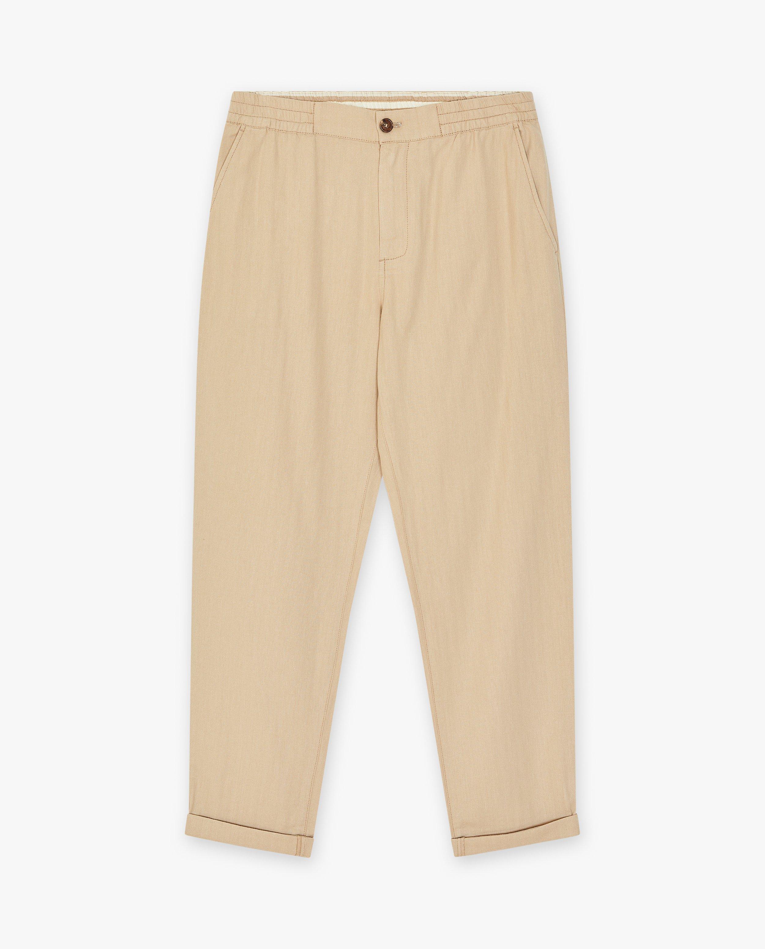 Broeken - Beige chino van linnenmix