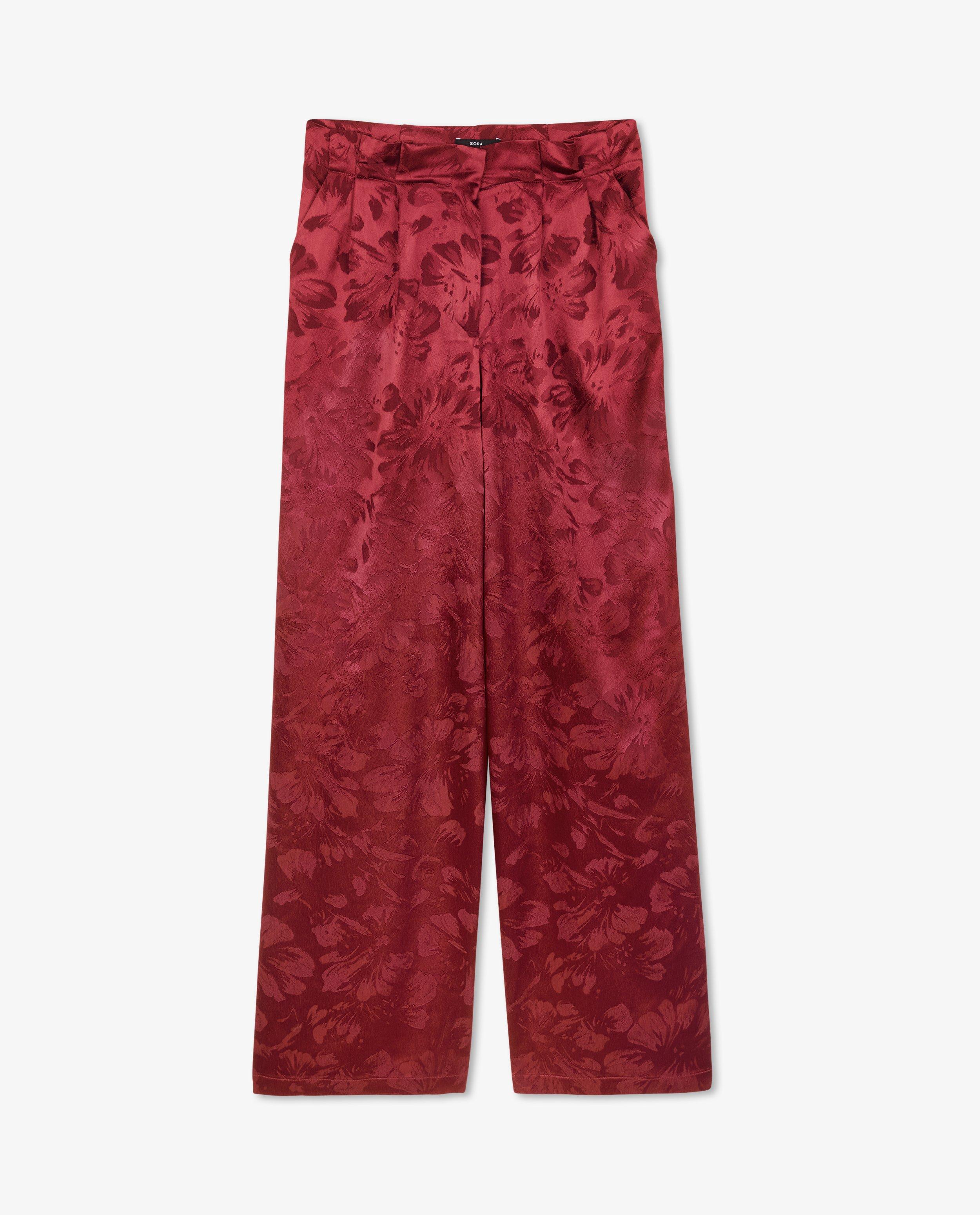 Broeken - Rode broek van jacquard