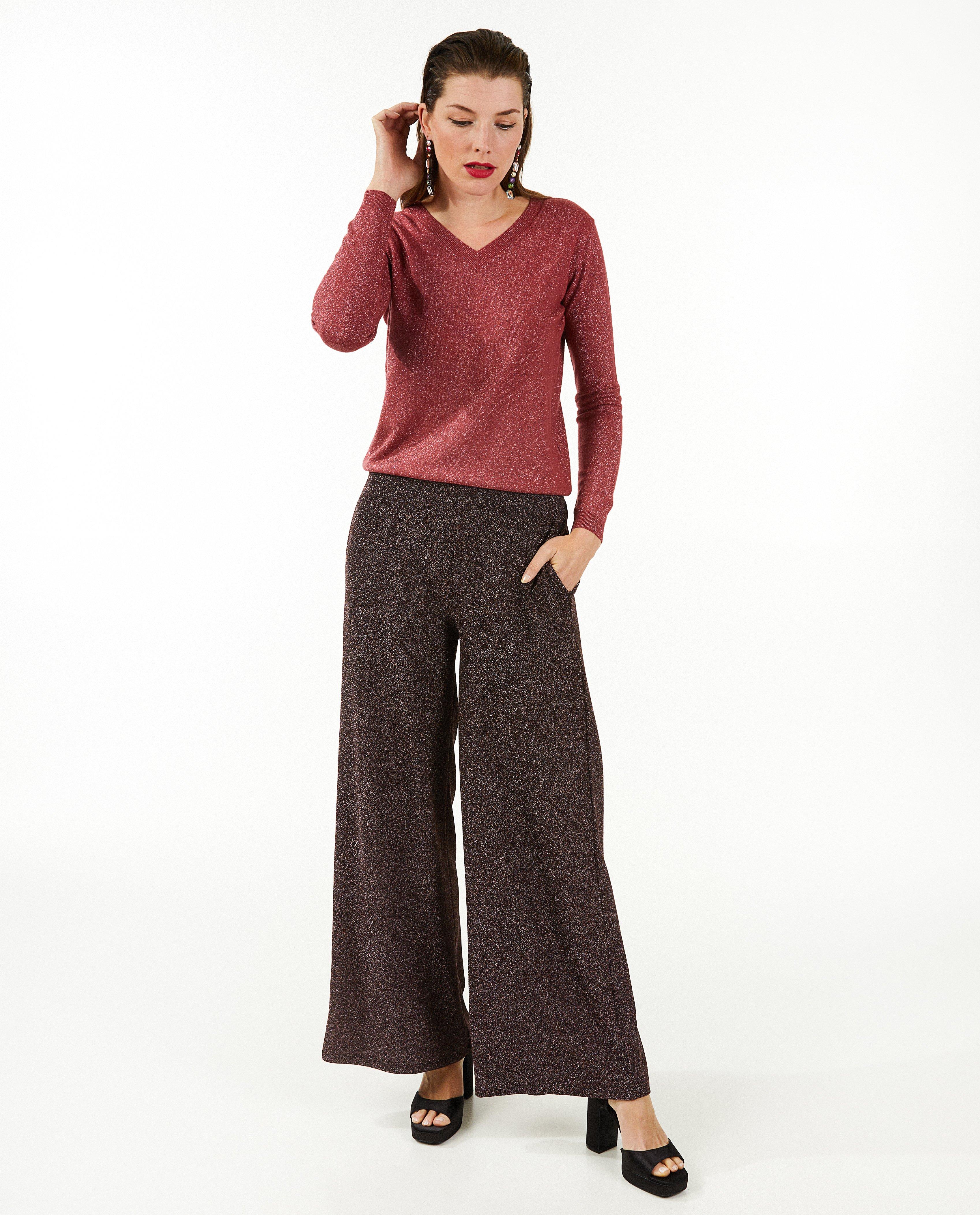 Broek met glitter, wide leg fit - null - Sora