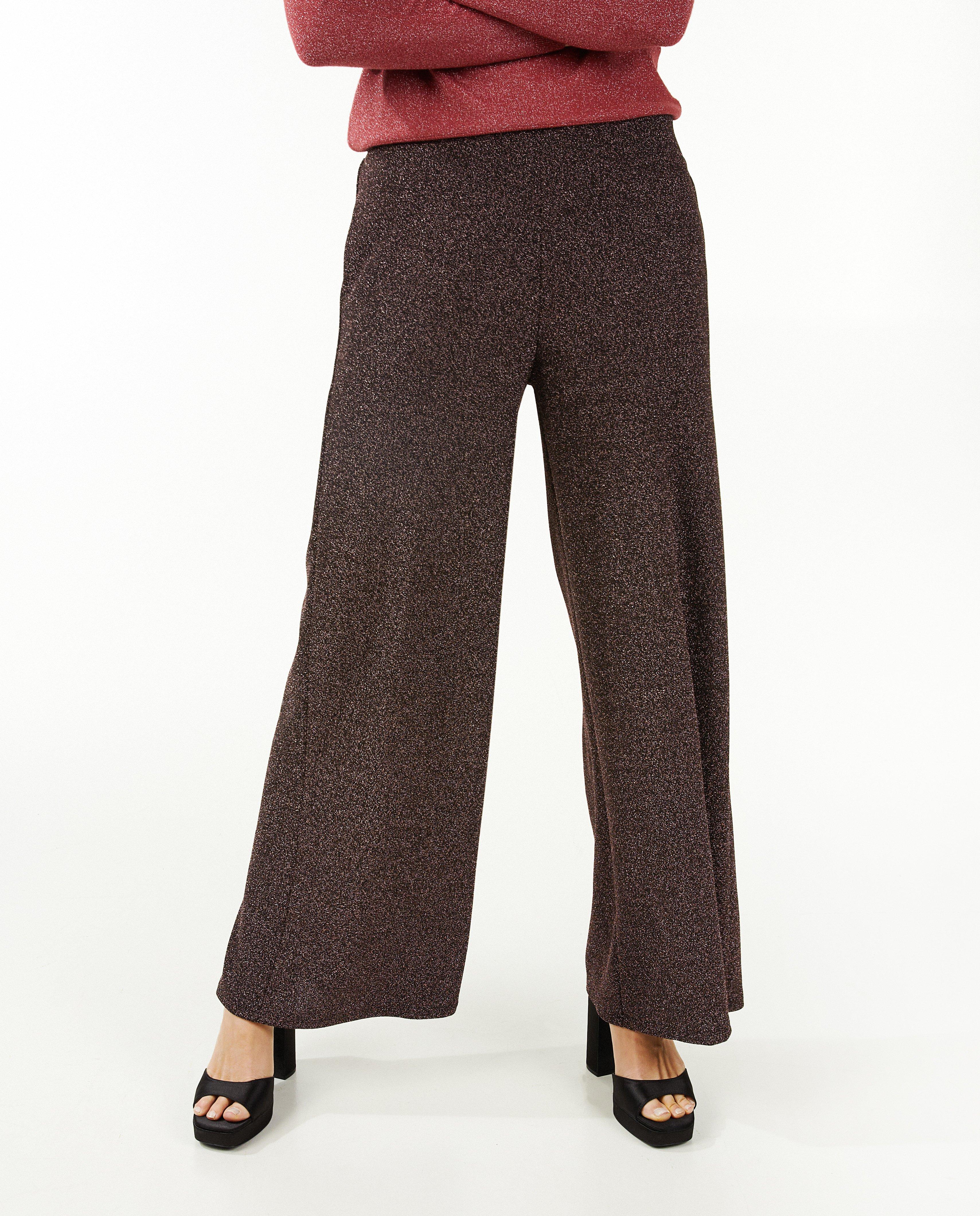 Broeken - Broek met glitter, wide leg fit