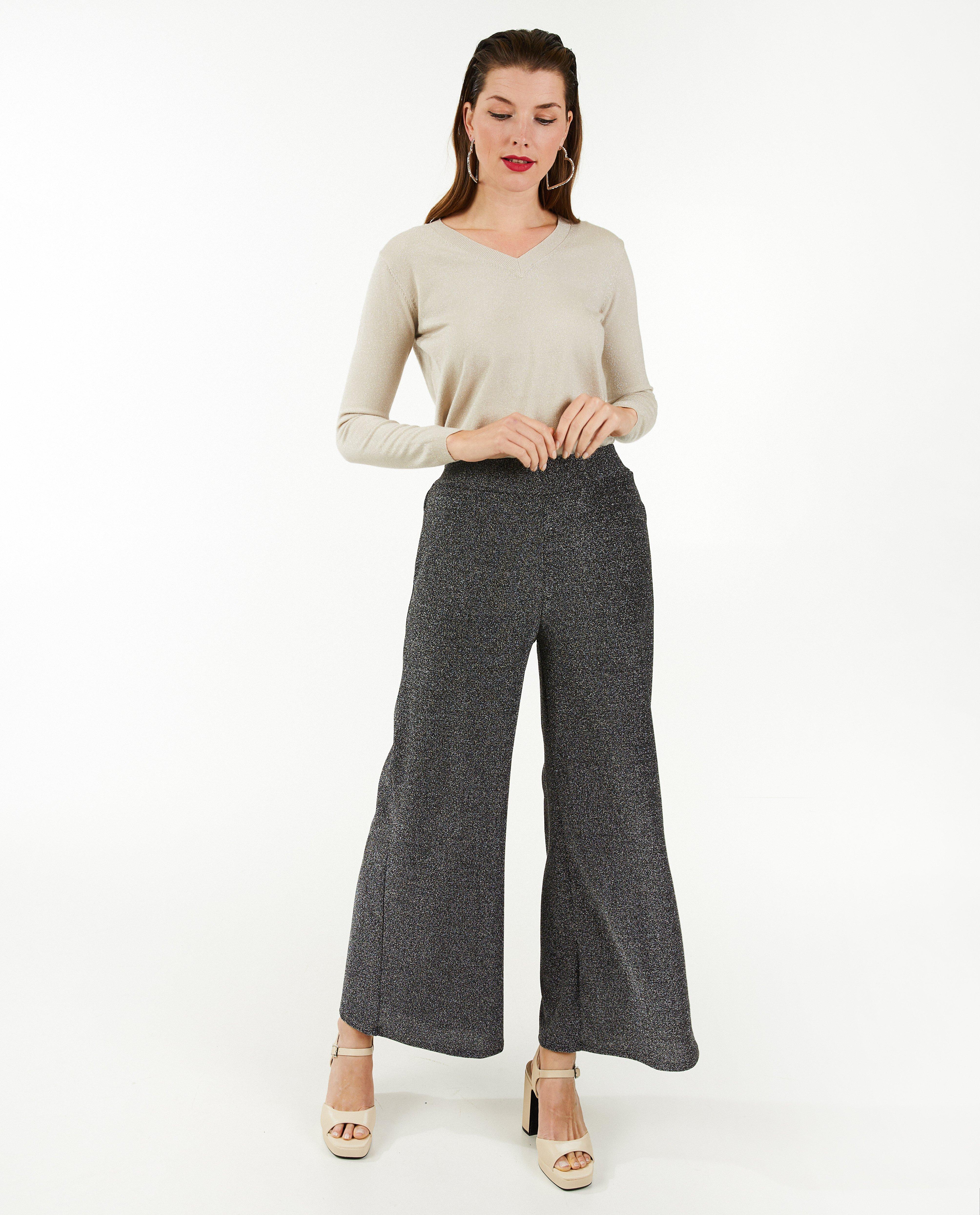 Broek met glitter, wide leg fit - null - Sora