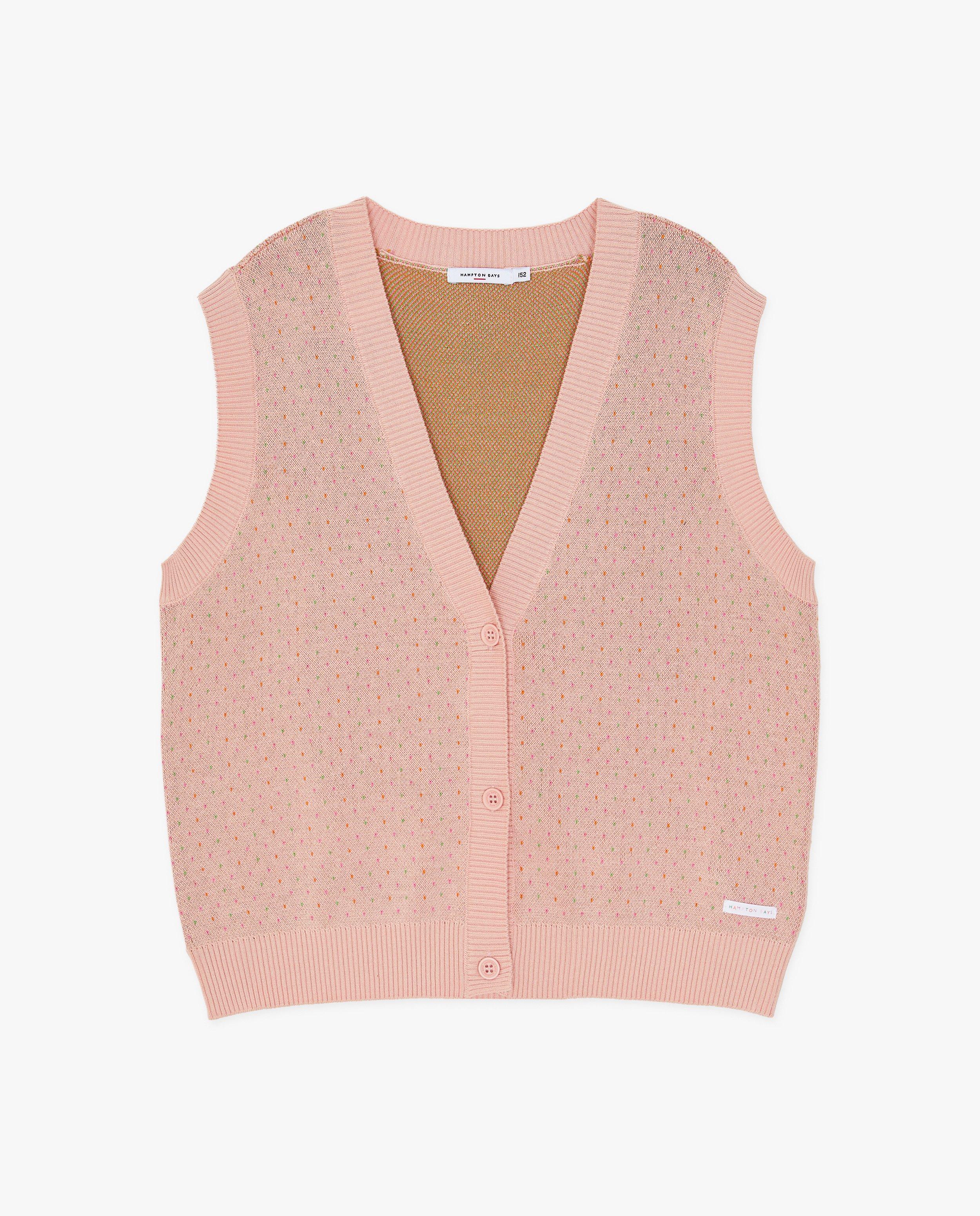 Cardigan - Roze vest met spikkels