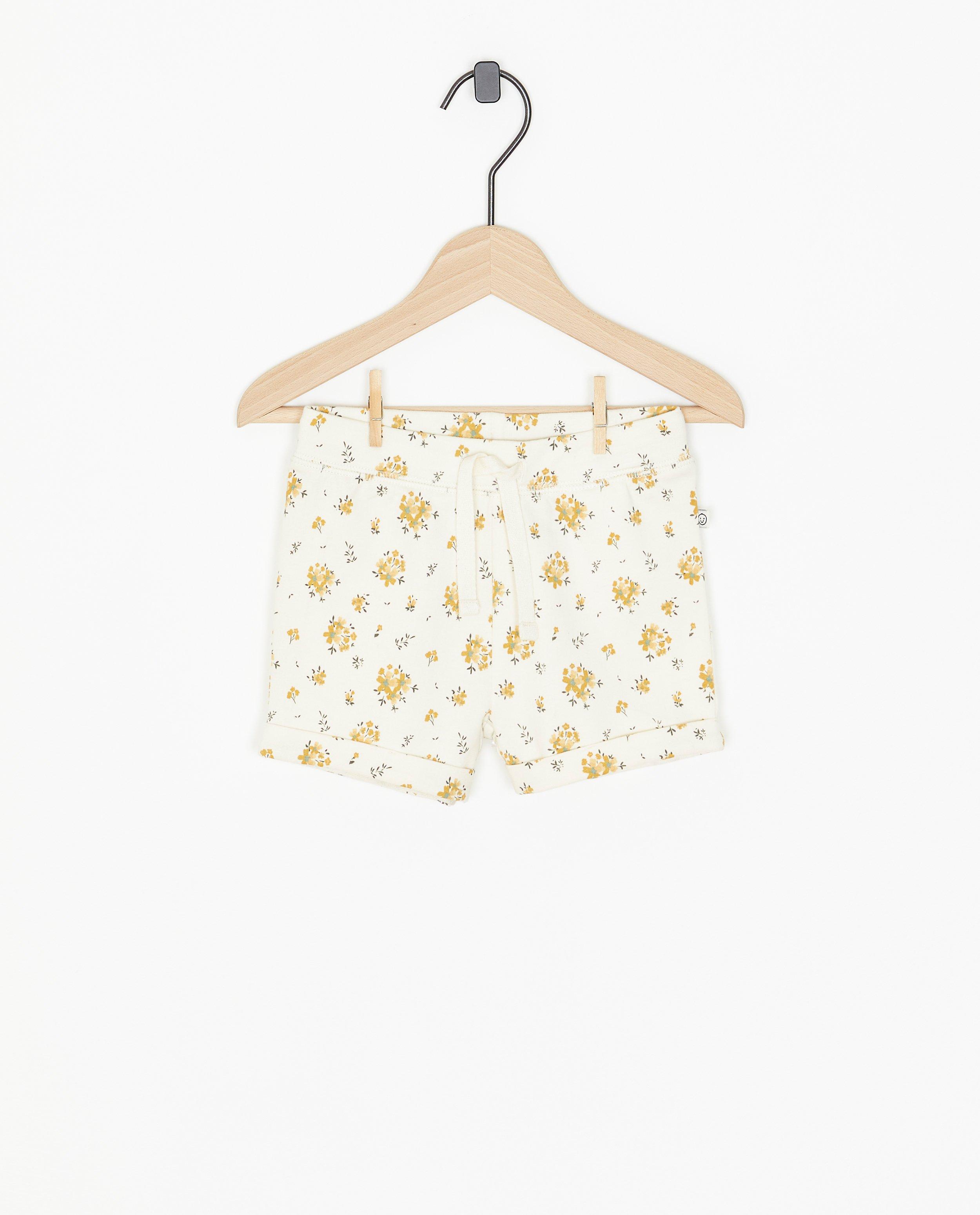 Offwhite short met bloemenprint - null - Cuddles and Smiles
