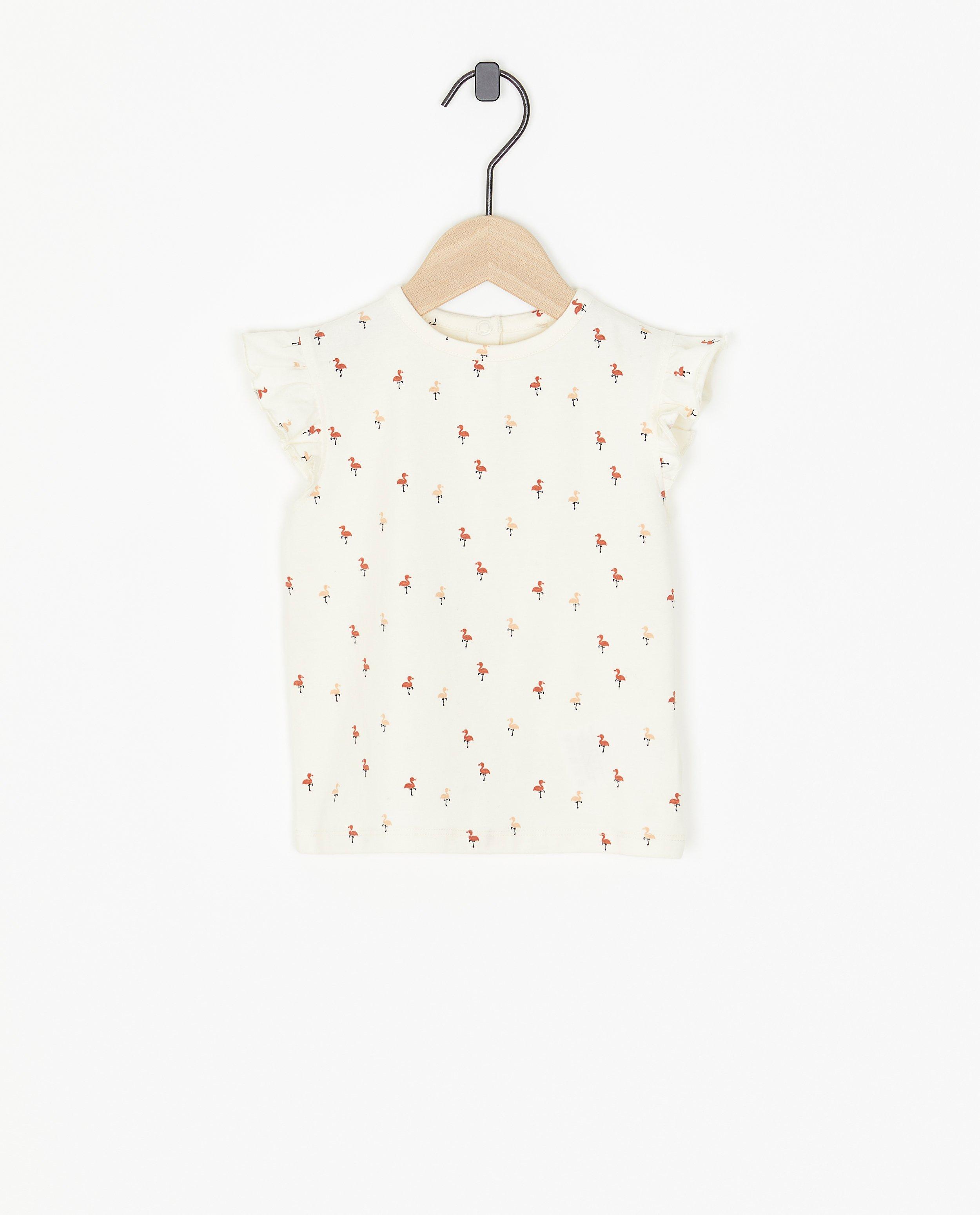 Offwhite T-shirt met bloemen - null - Cuddles and Smiles