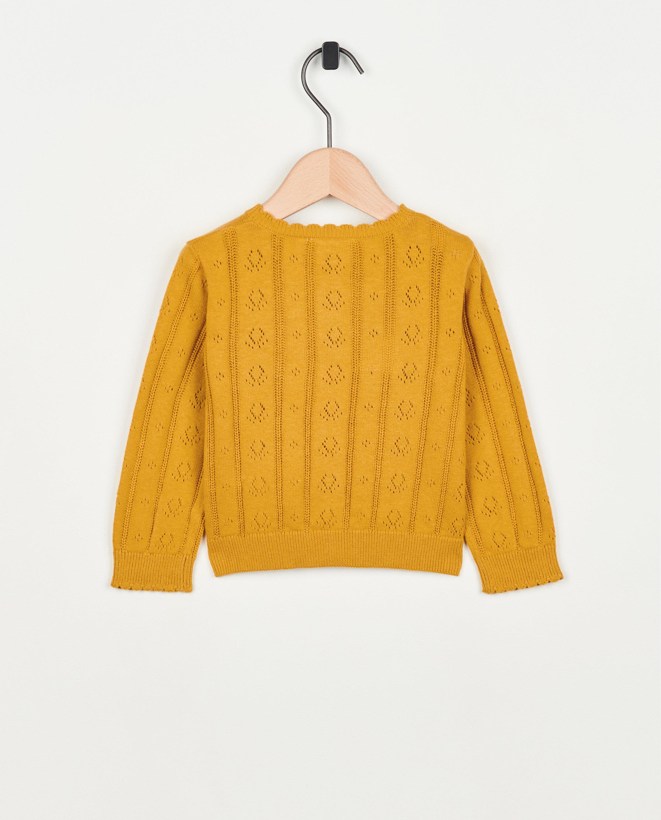 Cardigan - Gele cardigan met ajour