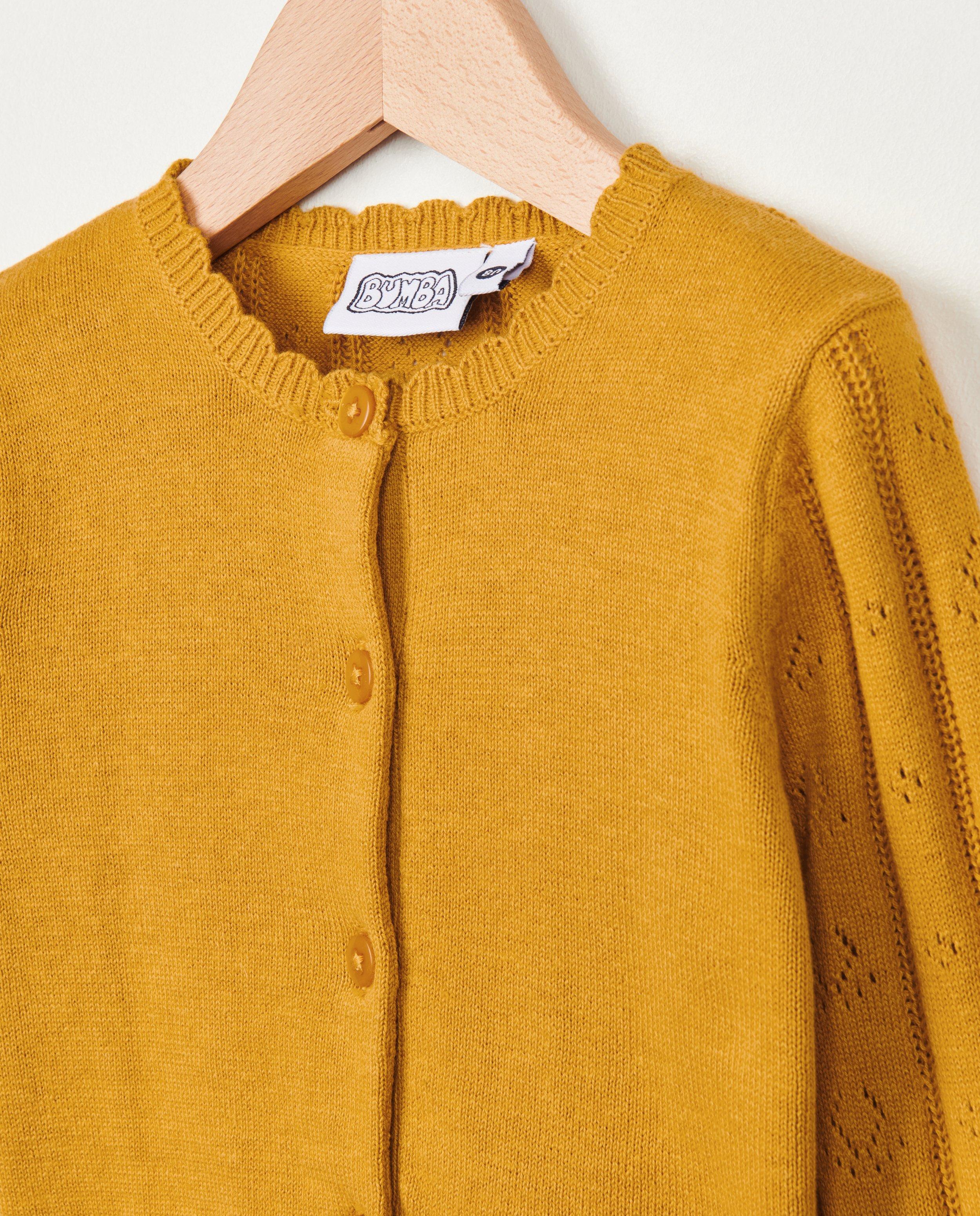 Cardigan - Gele cardigan met ajour