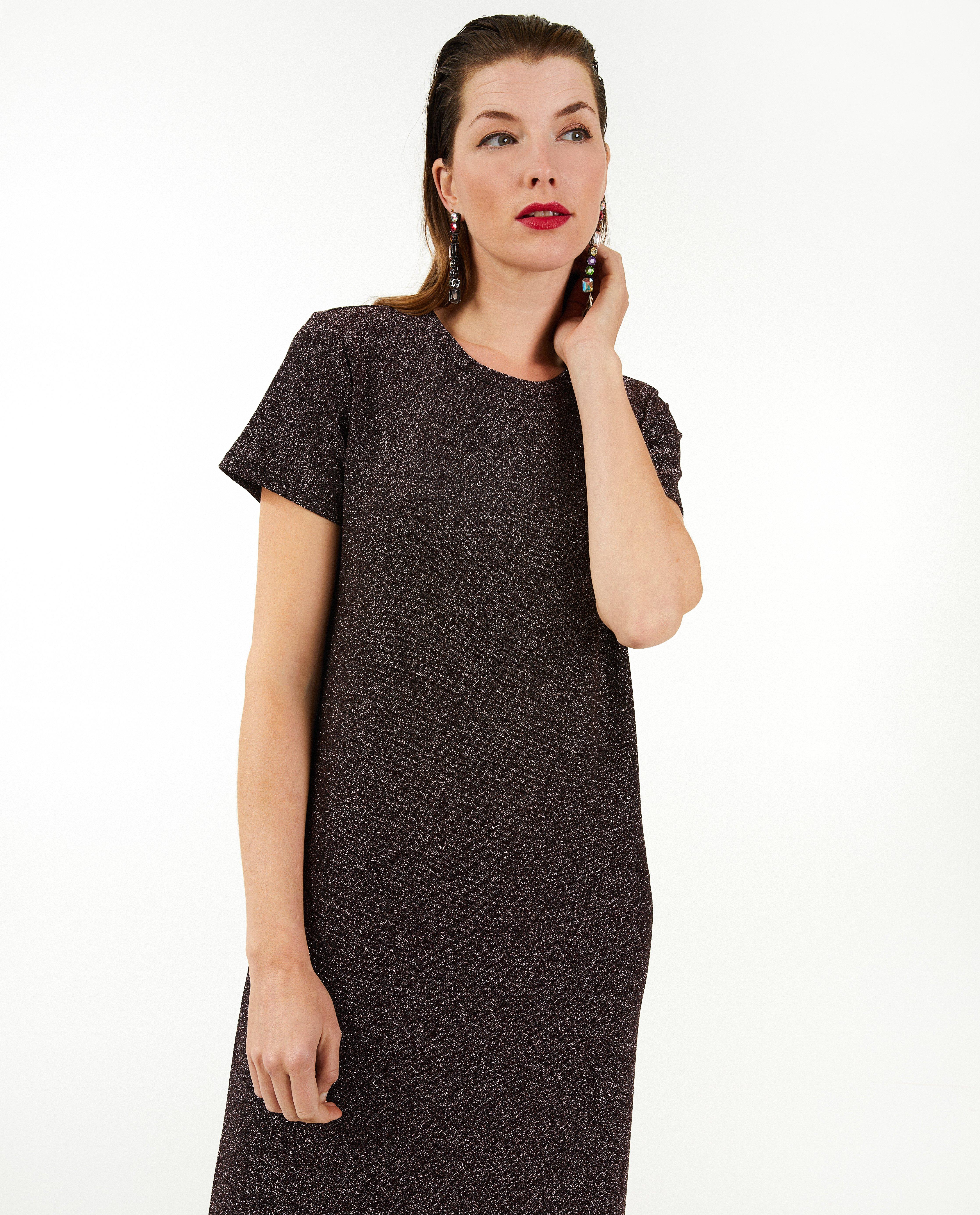 Kleedjes - T-shirtjurk met metaaldraad