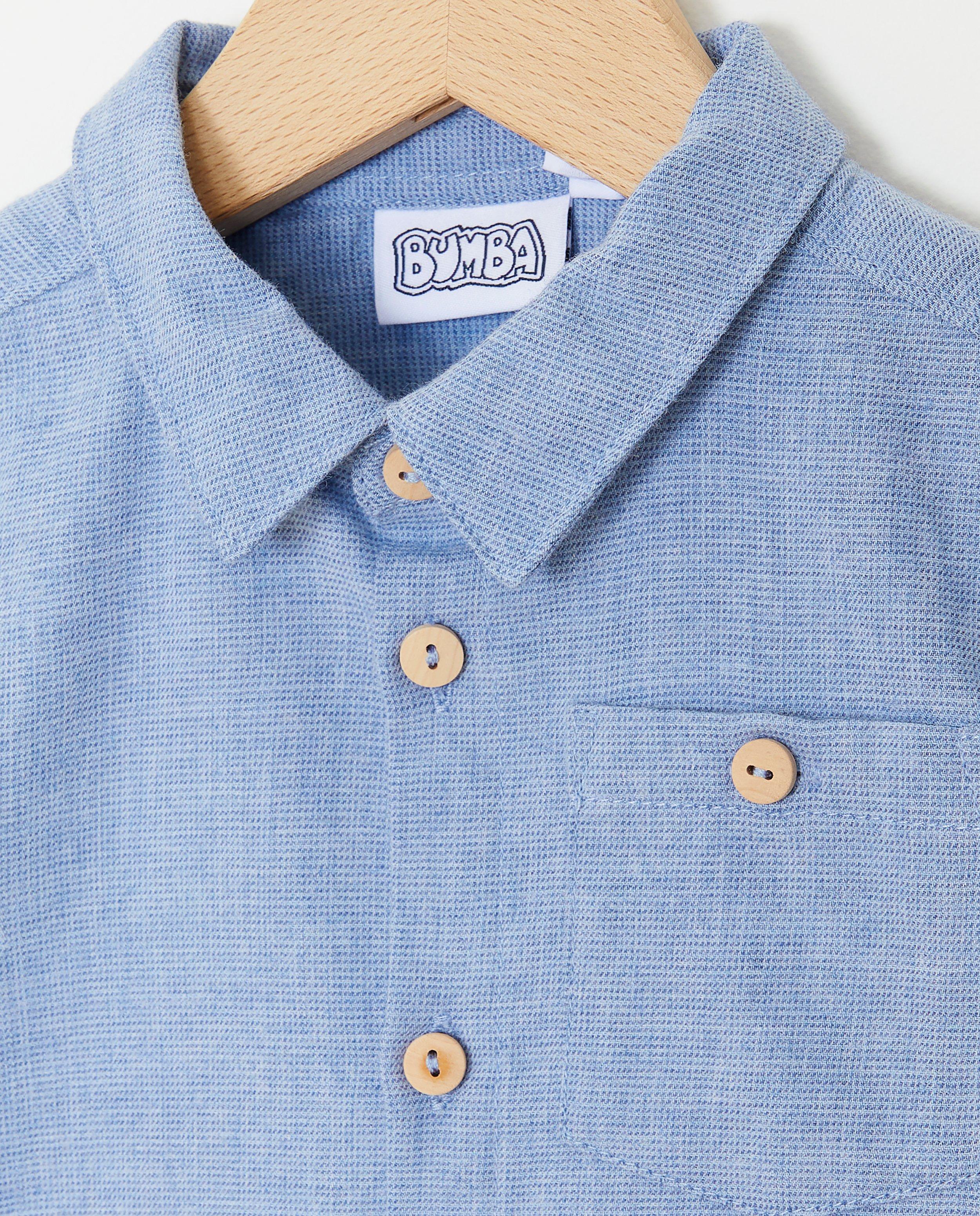 Hemden - Blauw hemd met knopen