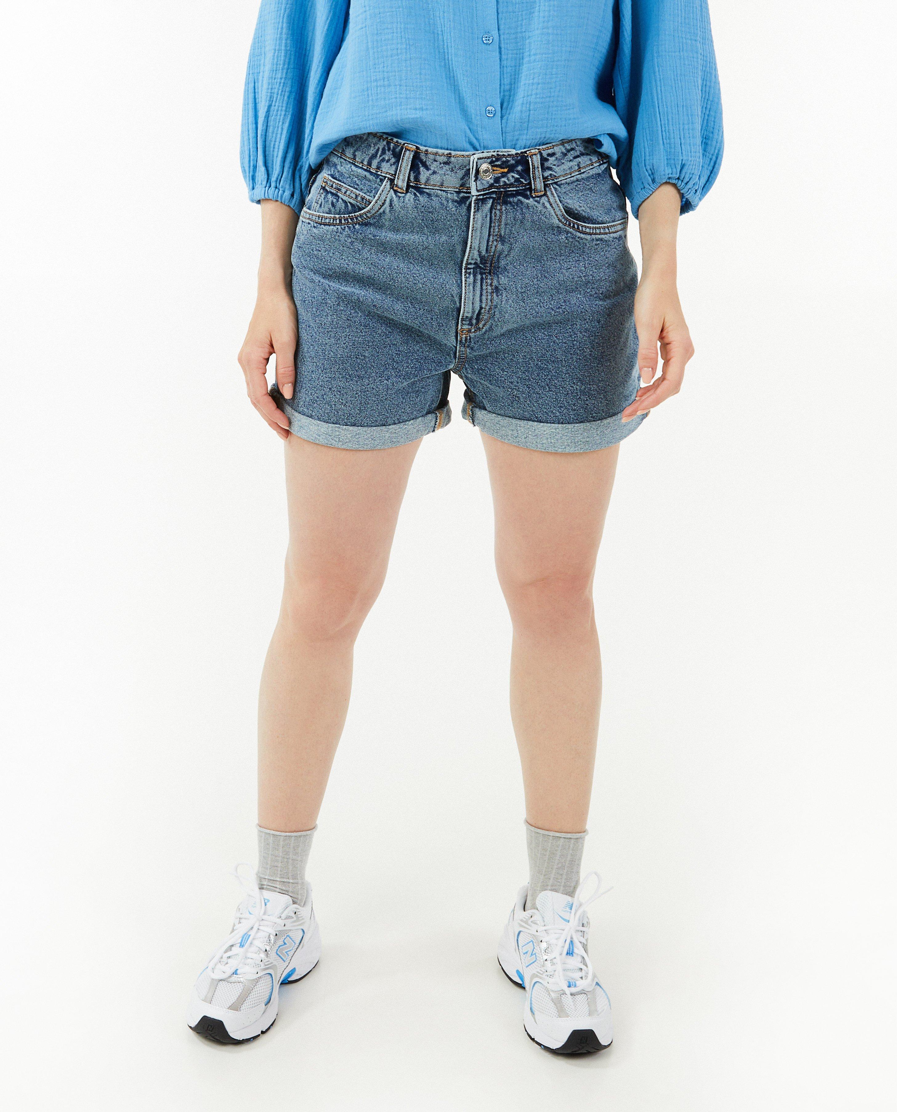 Shorten - Blauwe jeansshort, mom fit