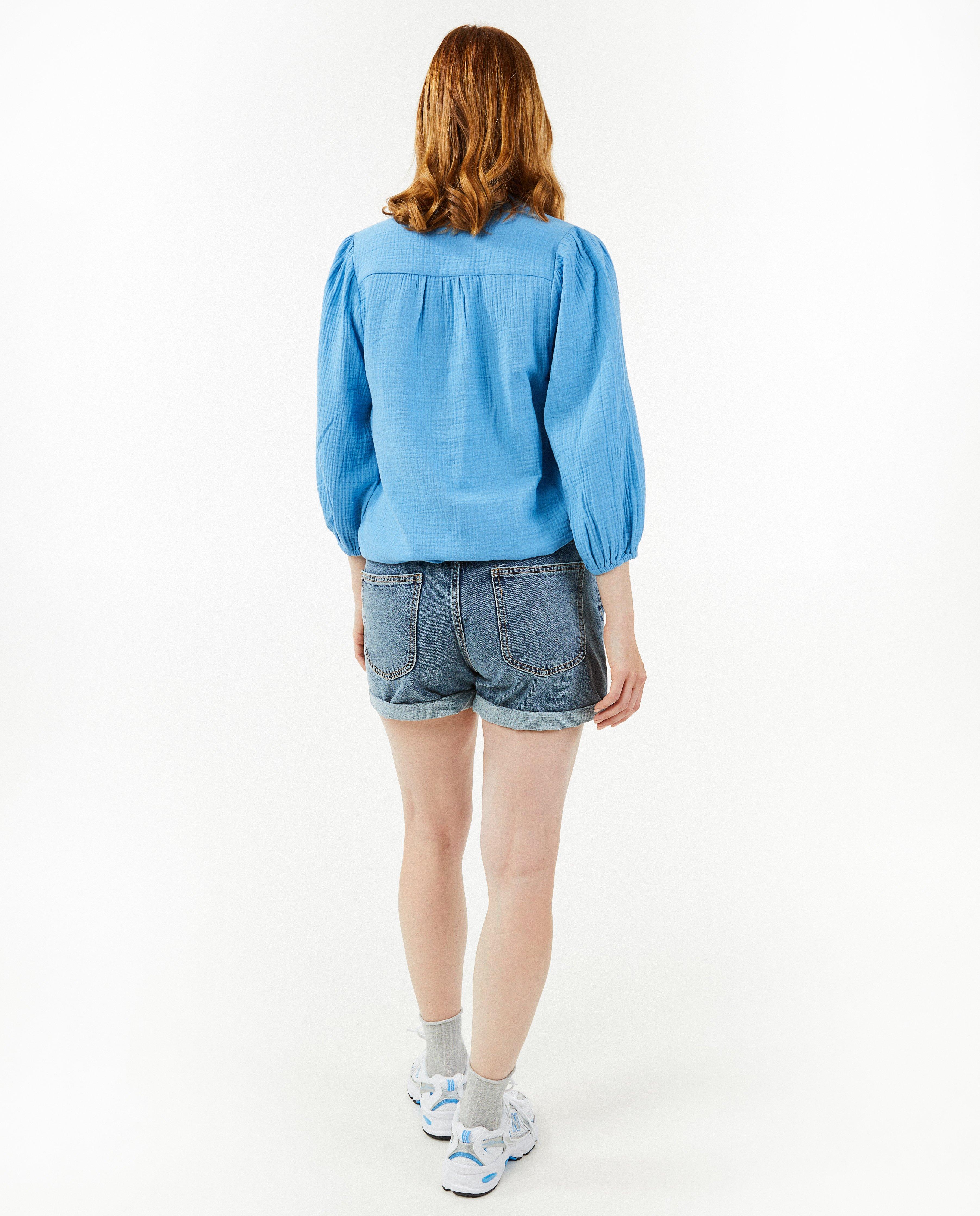 Shorten - Blauwe jeansshort, mom fit