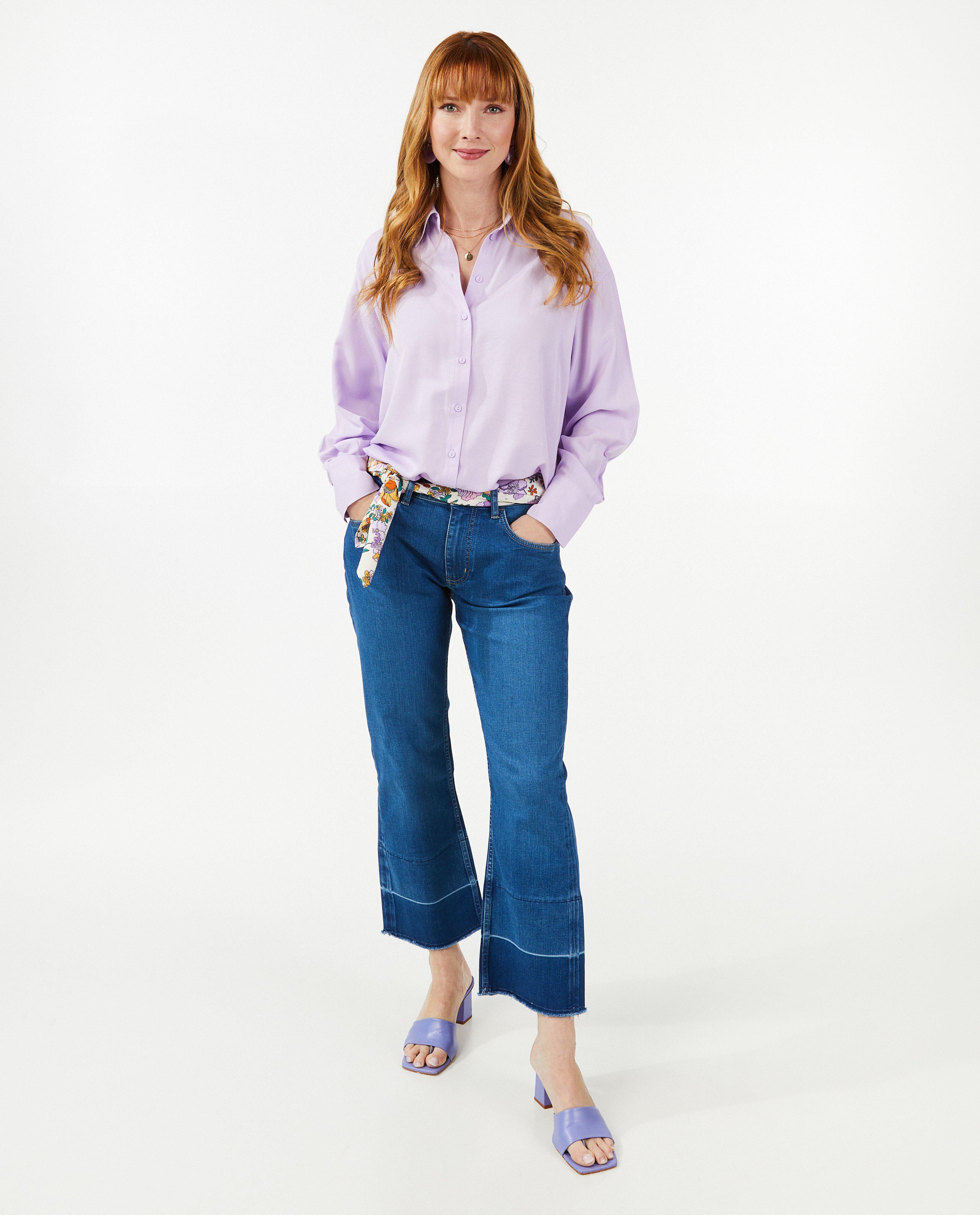 Blauwe jeans, flared fit - null - Sora
