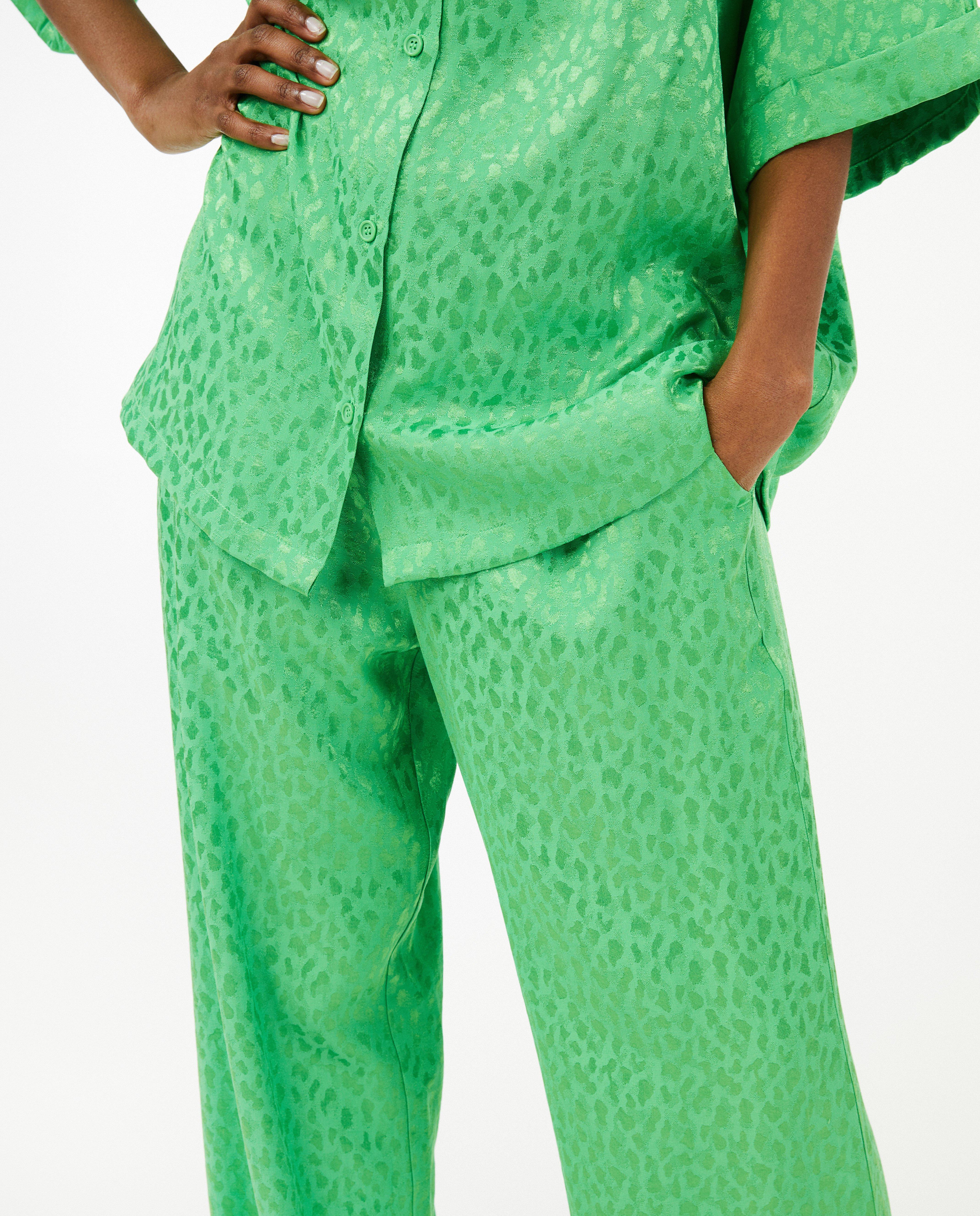 Broeken - Groene broek, wide leg fit