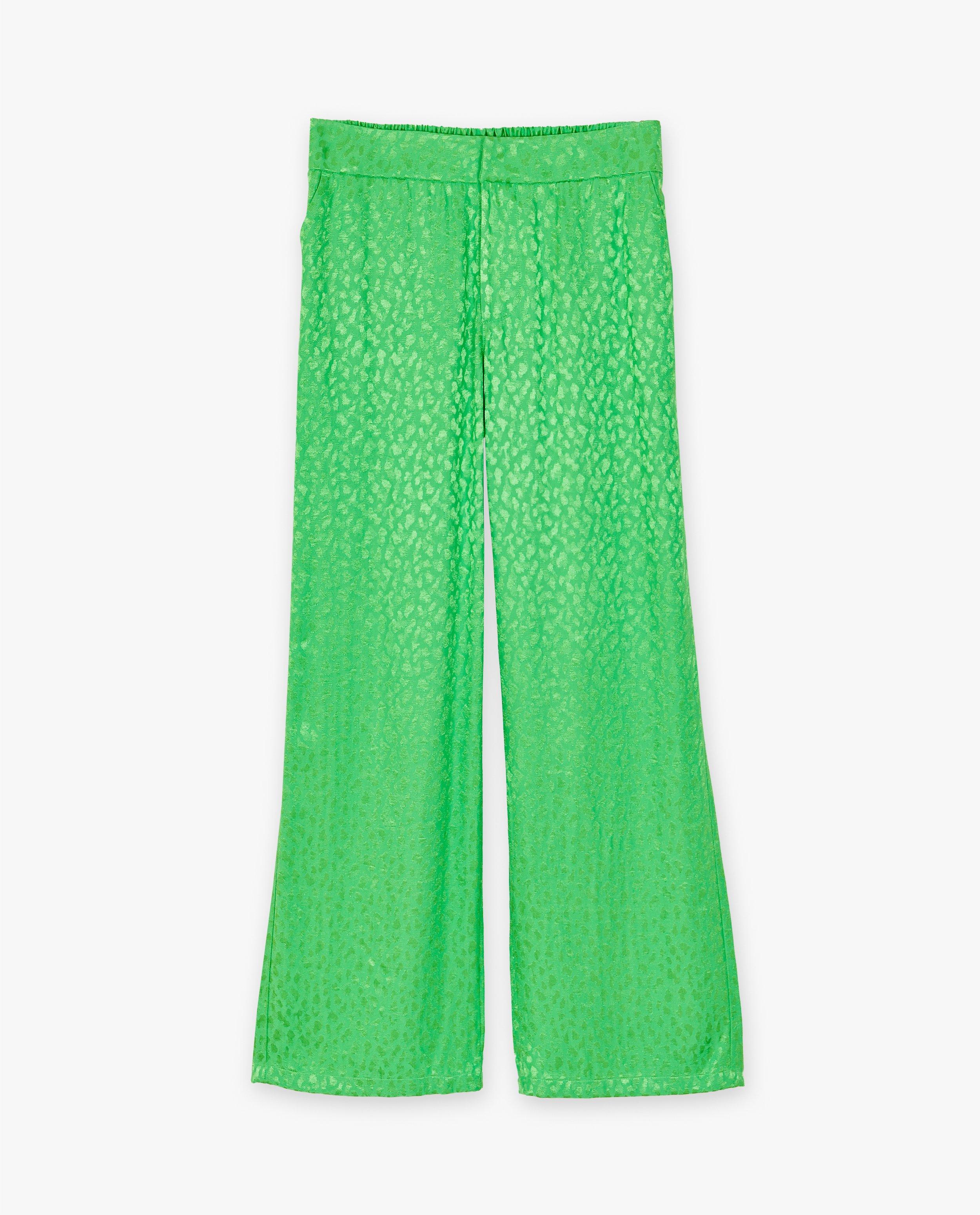 Broeken - Groene broek, wide leg fit