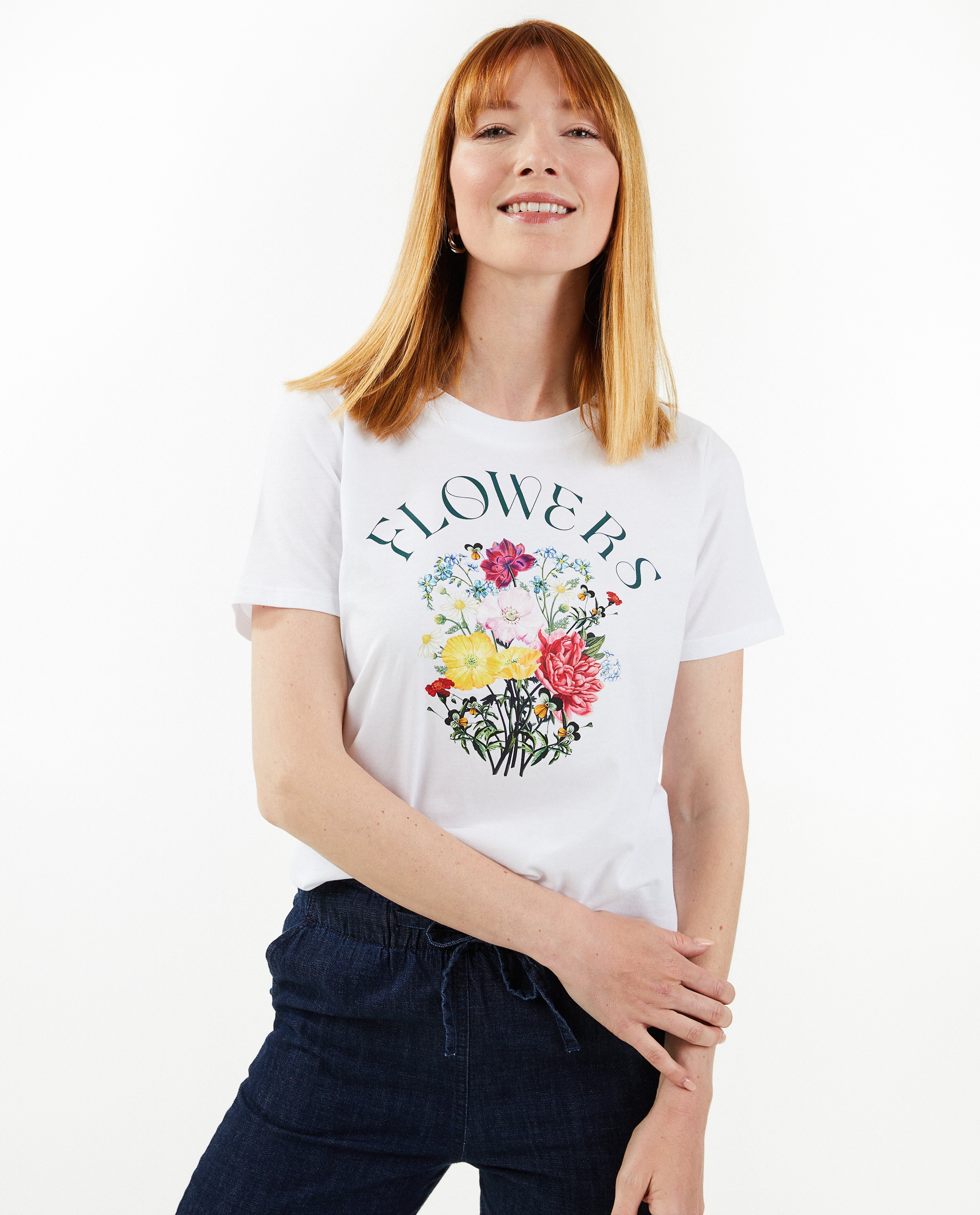 T-shirts - T-shirt blanc à imprimé fleuri