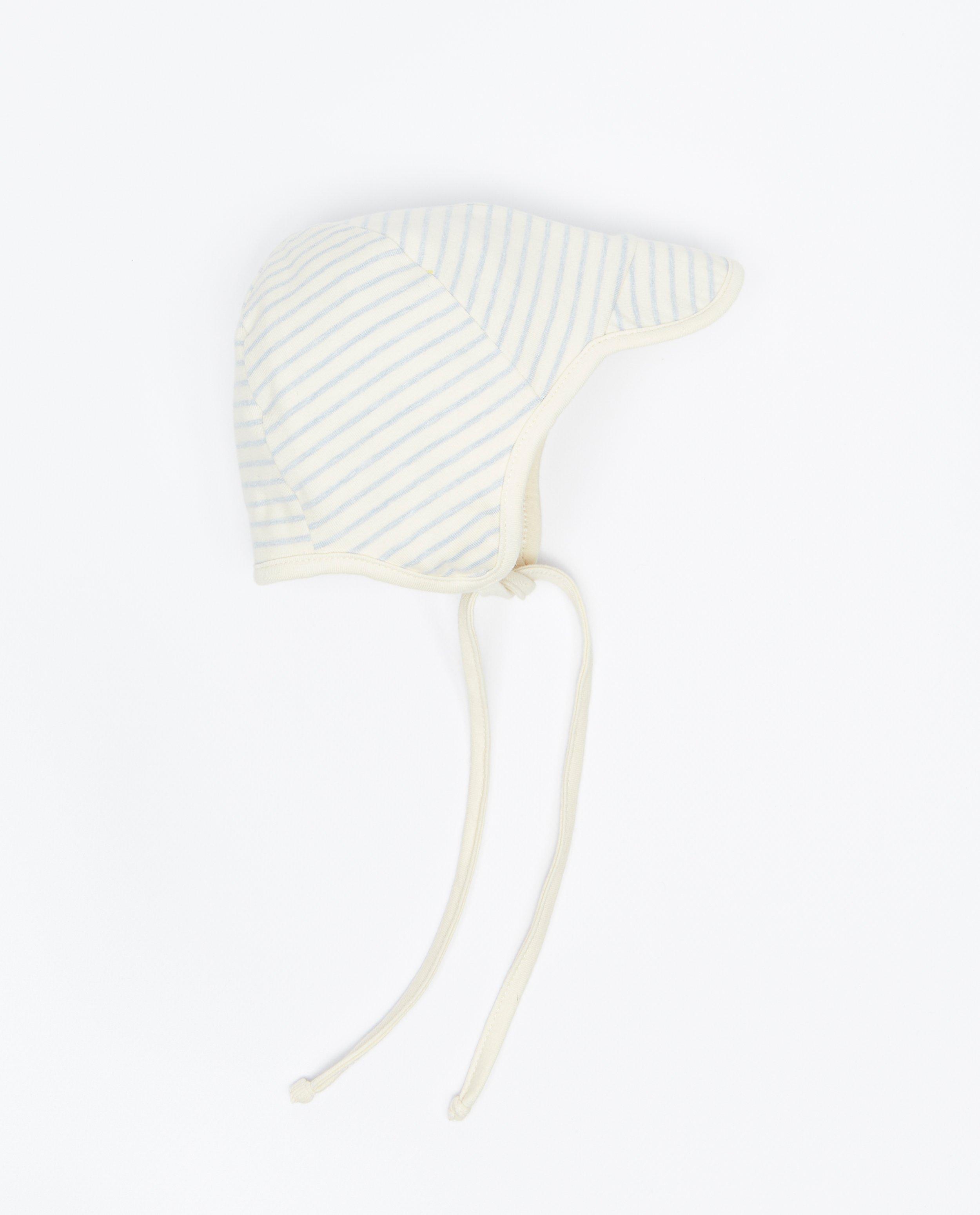 Wit mutsje met strepen - null - Newborn 50-68