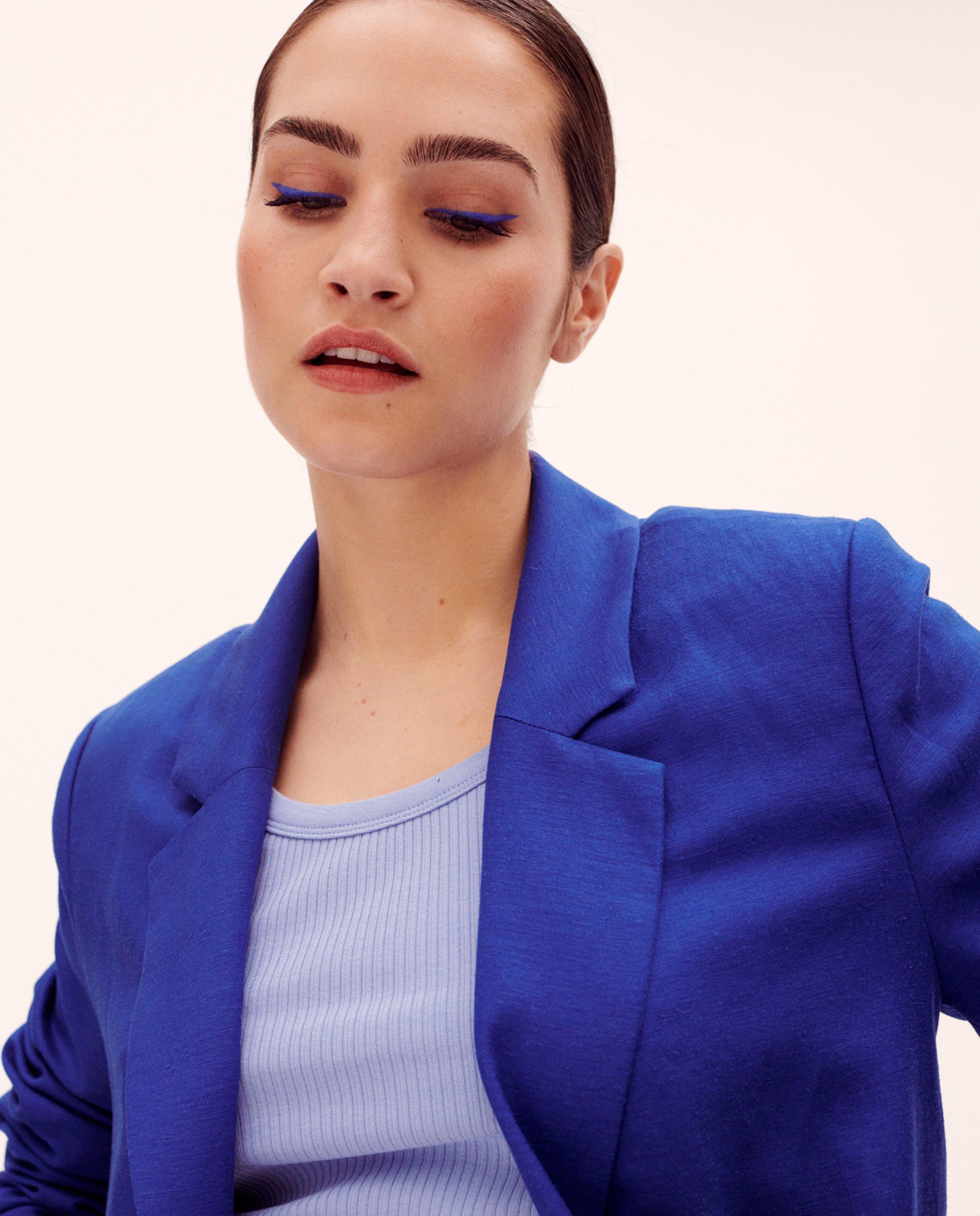 Blazers - Blauwe blazer van linnenmix