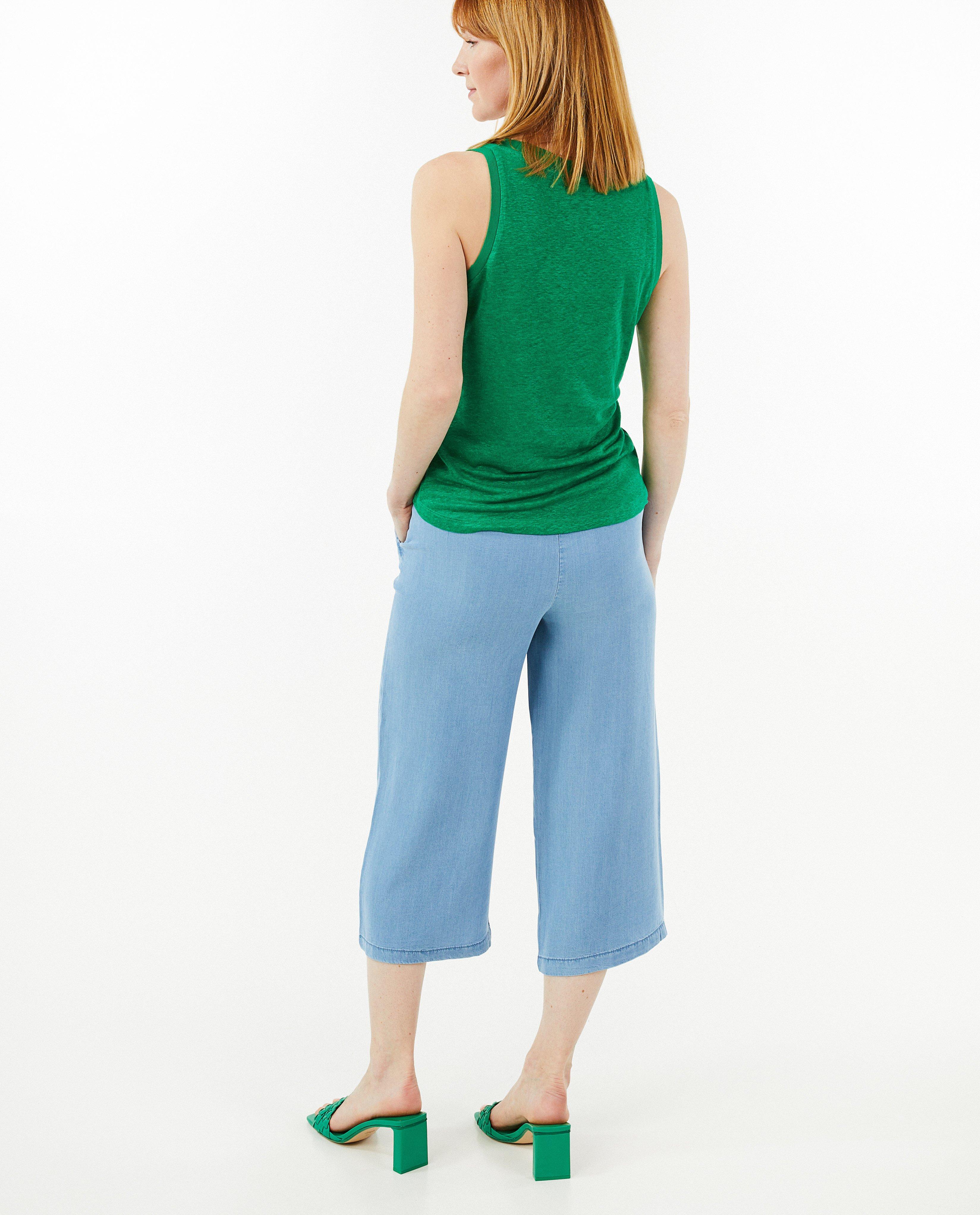 Pantalons - Pantalon bleu, coupe à jambes larges