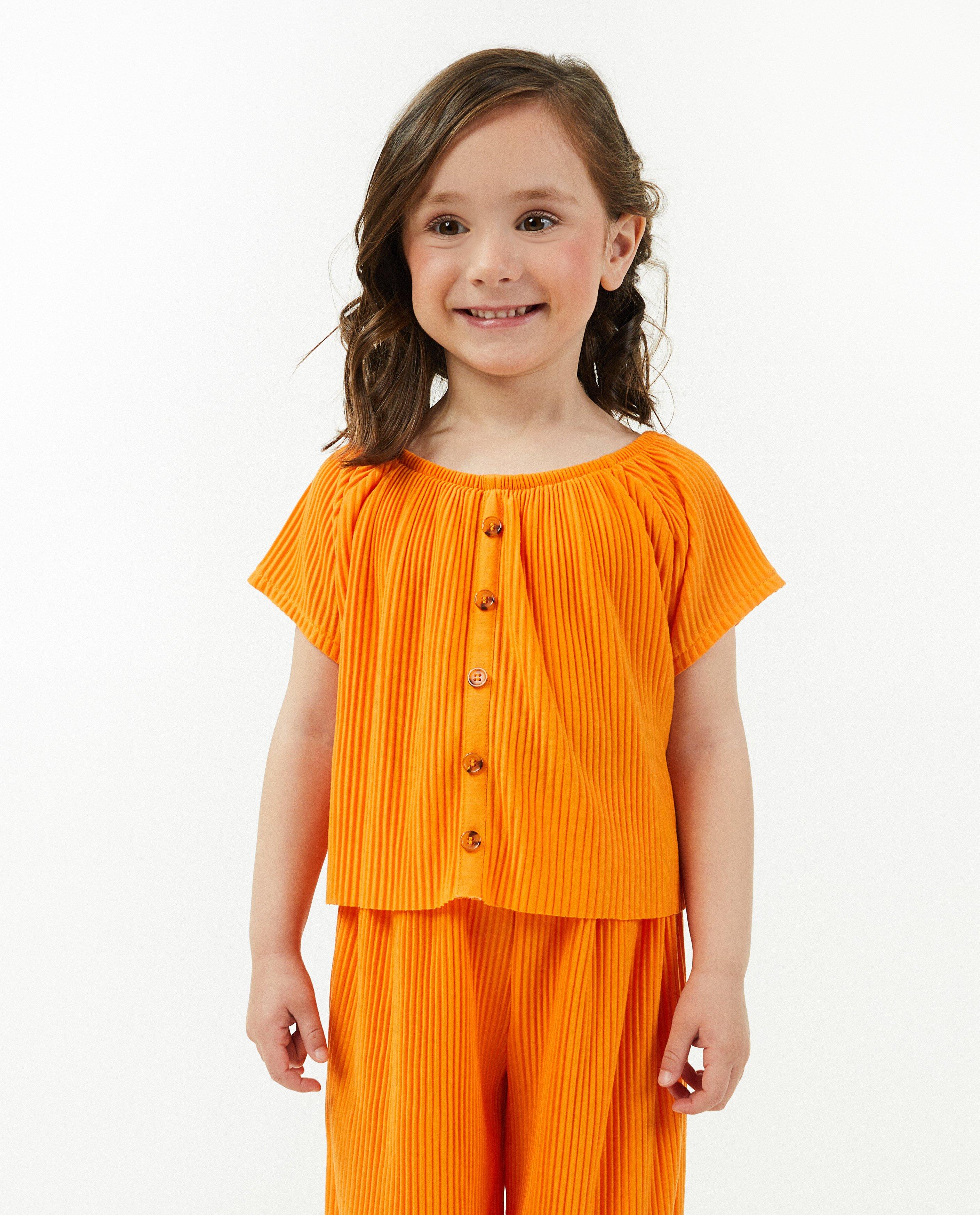 T-shirts - Oranje T-shirt met rib, 2-7 jaar
