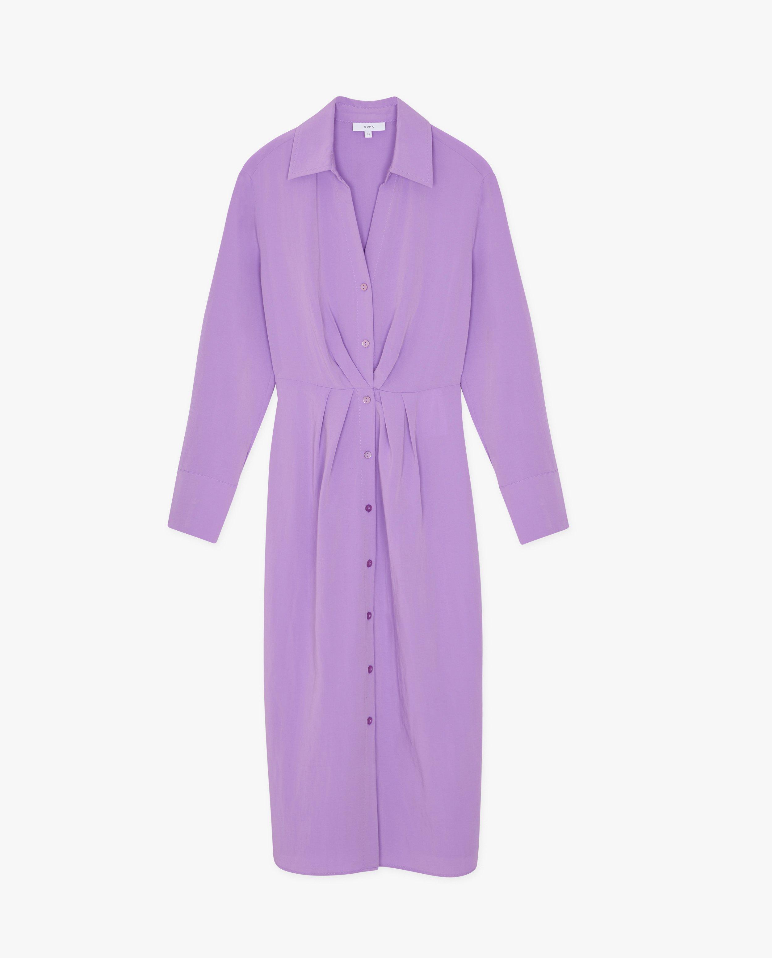 Robes - Robe violette avec accents plissés