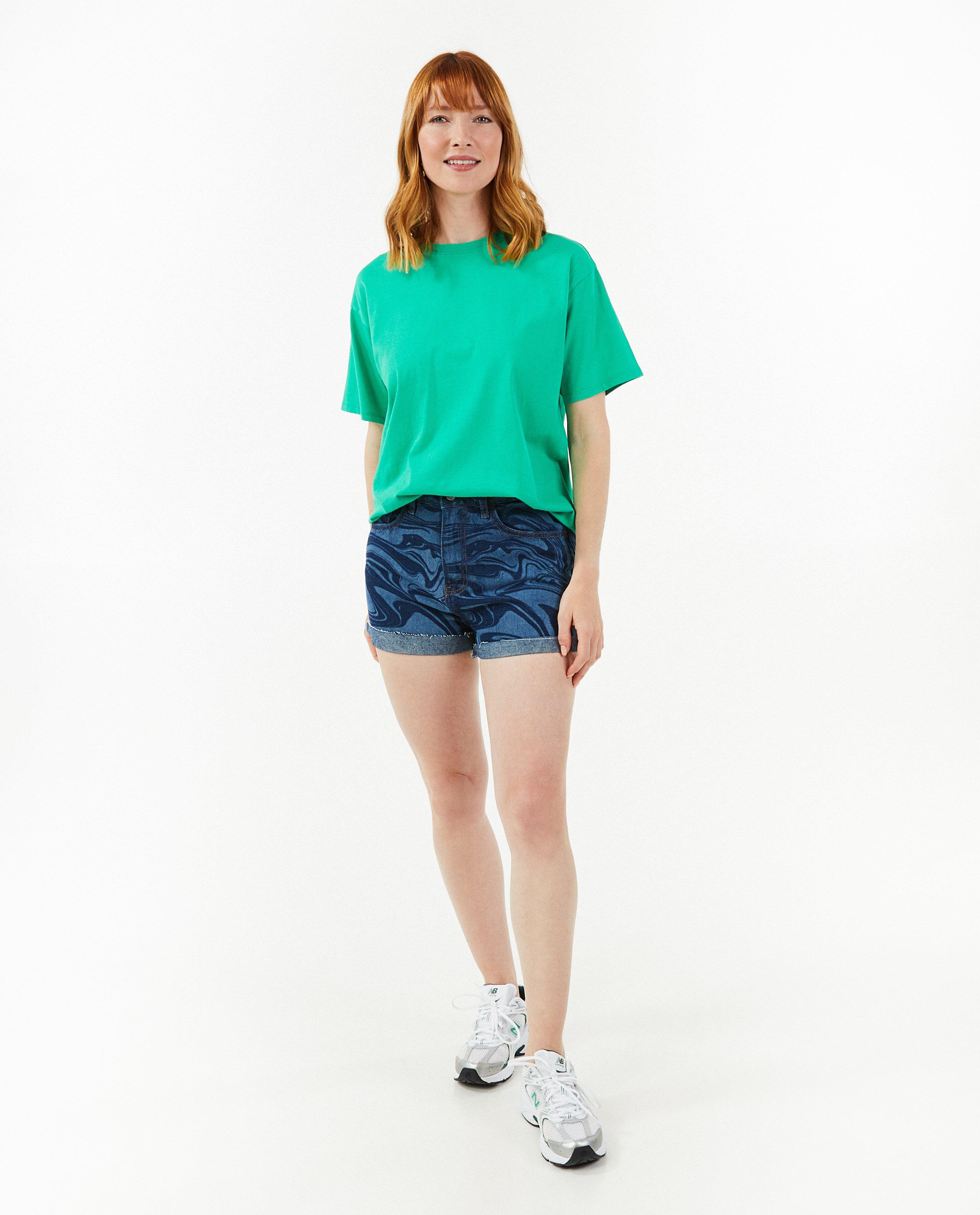 Jeansshort met golfprint - null - OVS