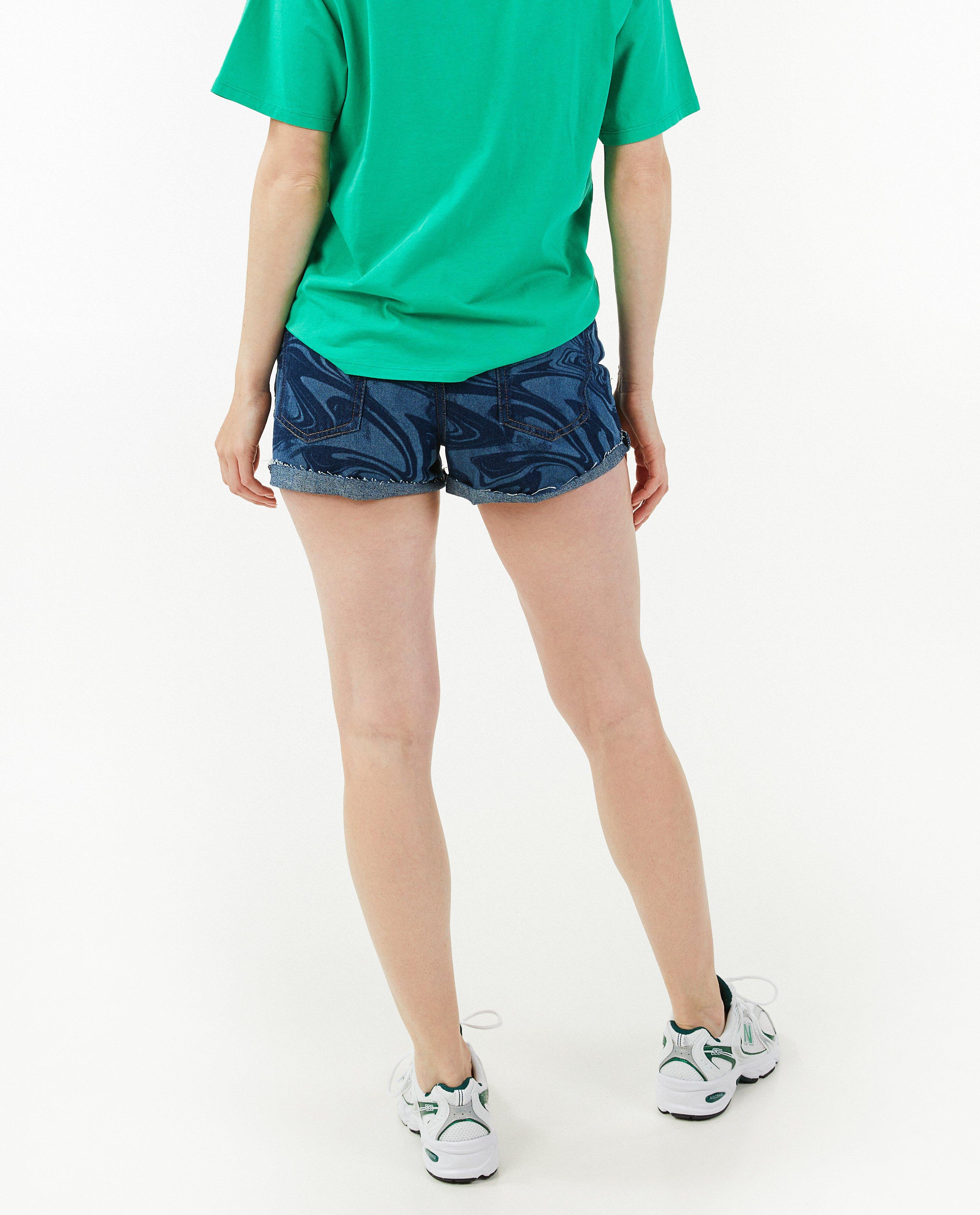 Shorten - Jeansshort met golfprint