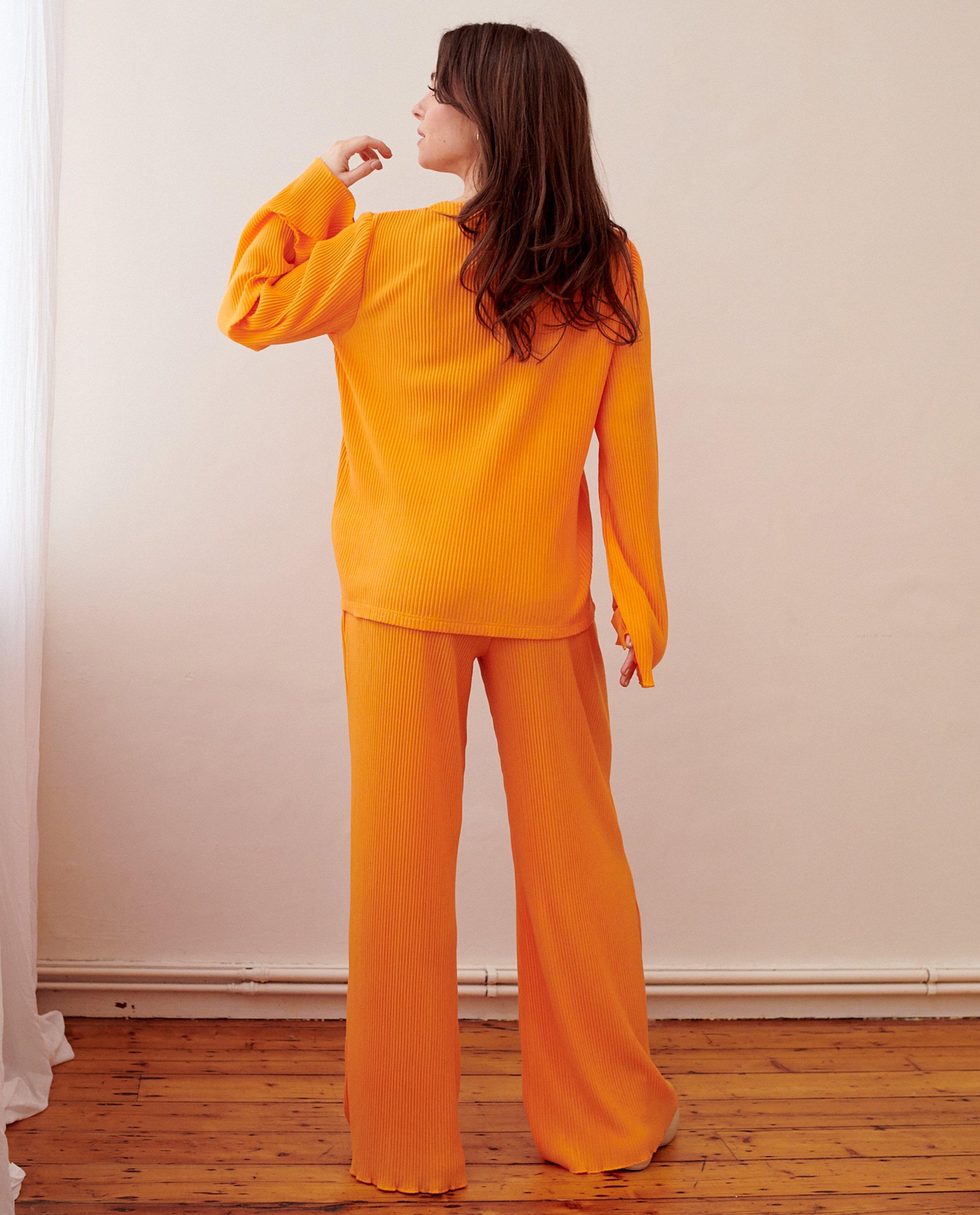 Broeken - Oranje broek, wide leg fit
