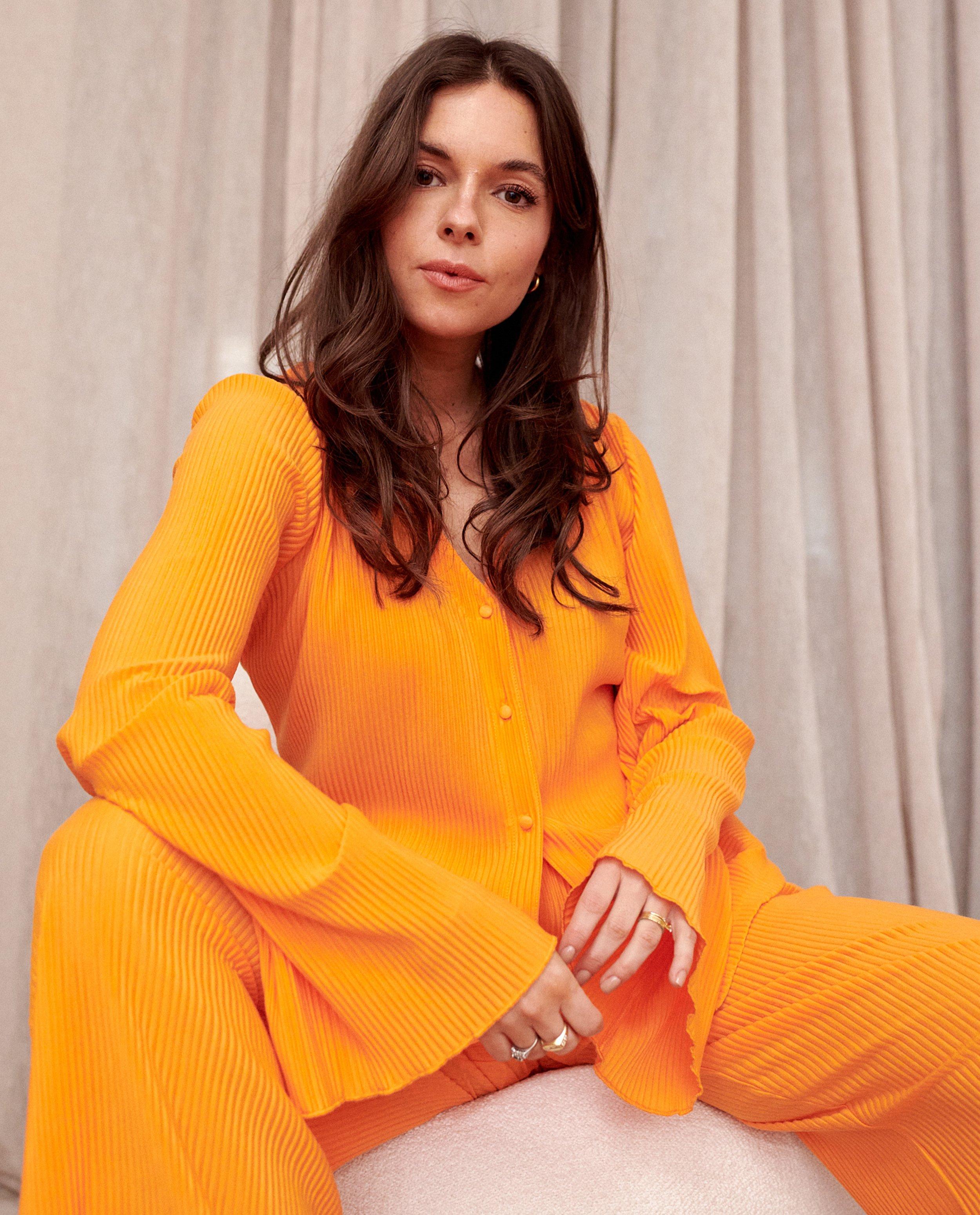 Hemden - Oranje blouse met rib