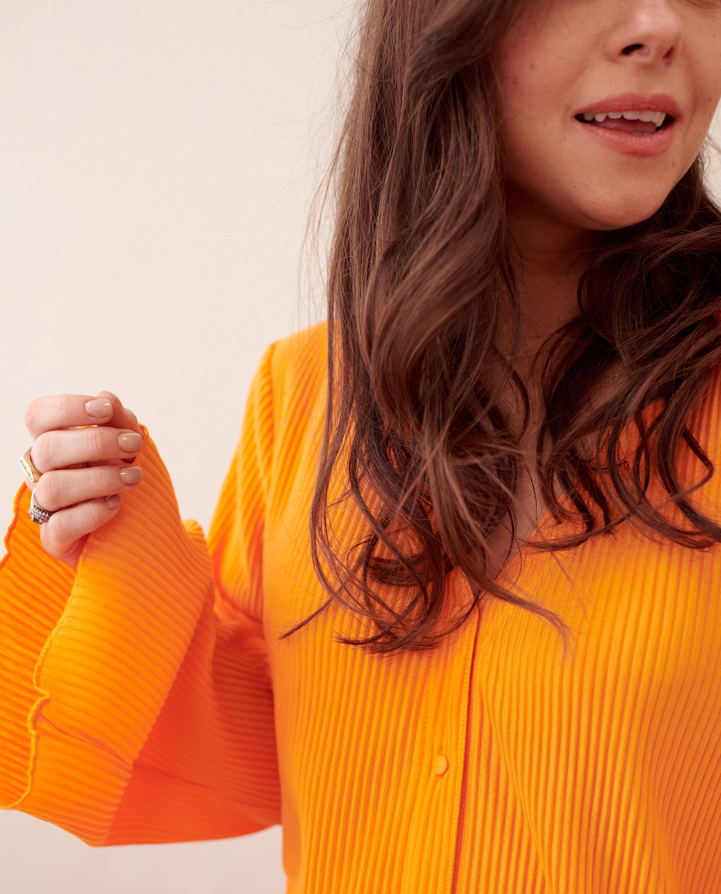 Chemises - Blouse orange côtelée