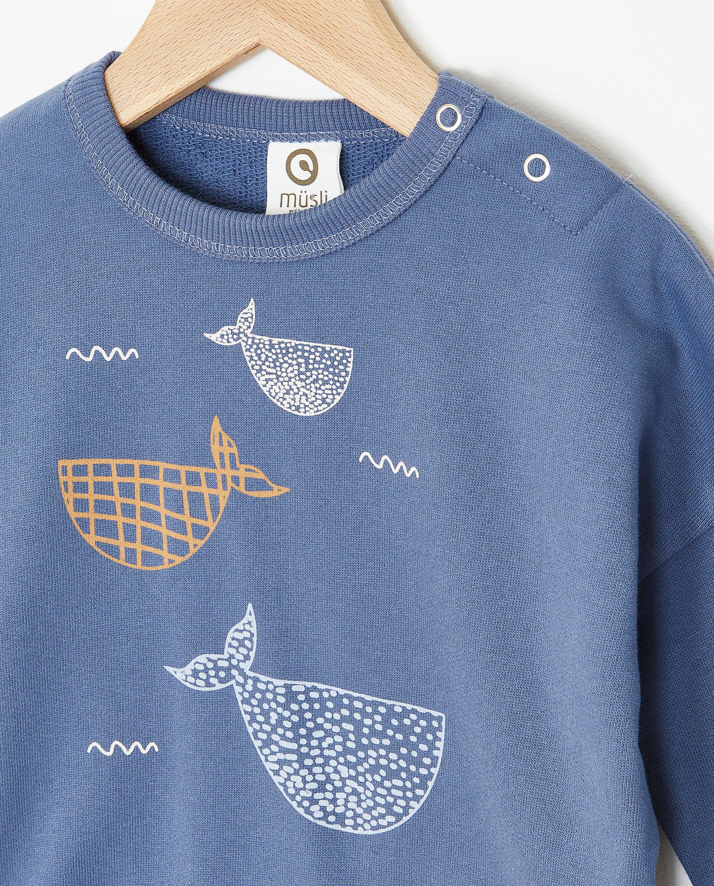 Sweaters - Blauwe sweater met print