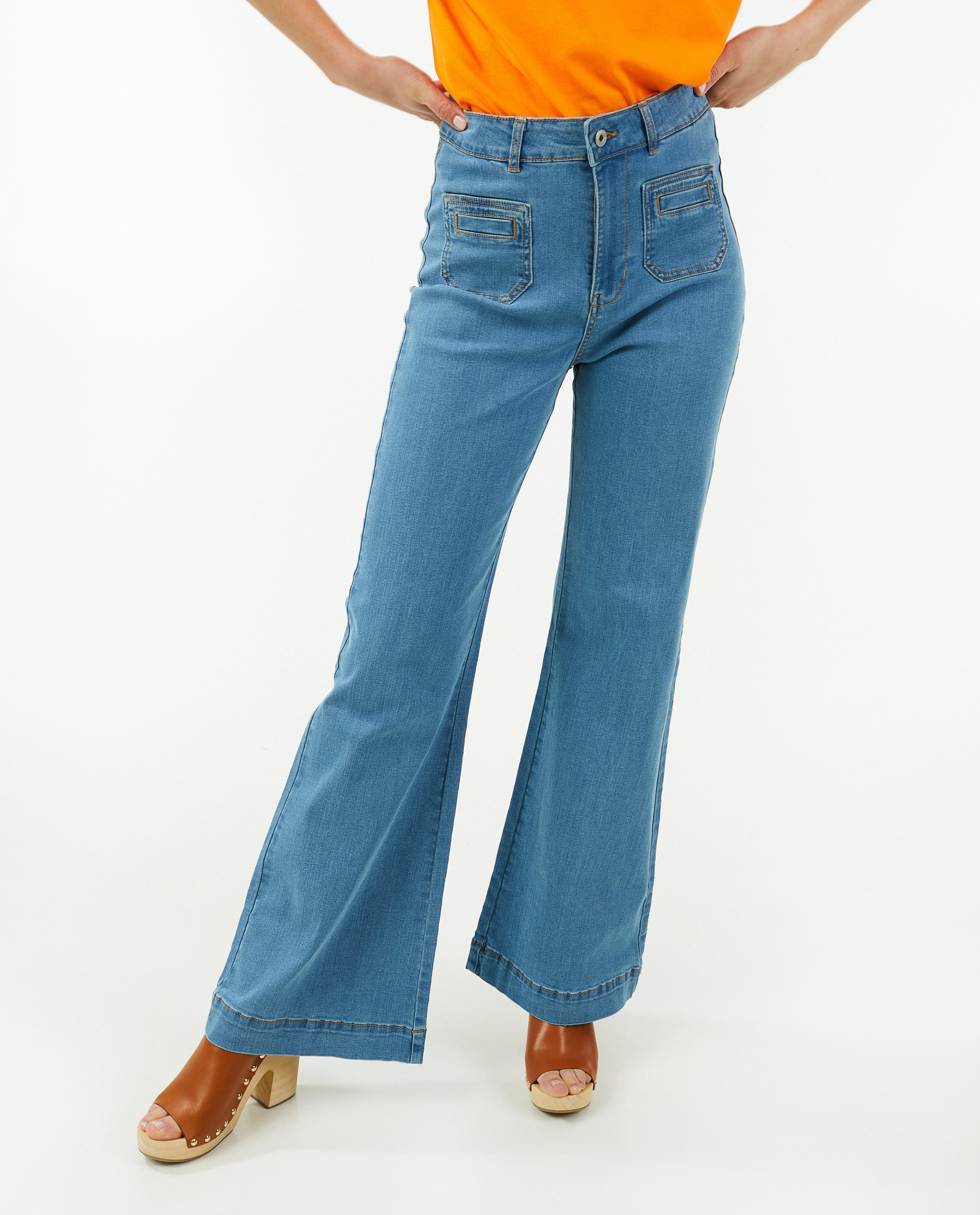 Jeans - Blauwe jeans, flared fit