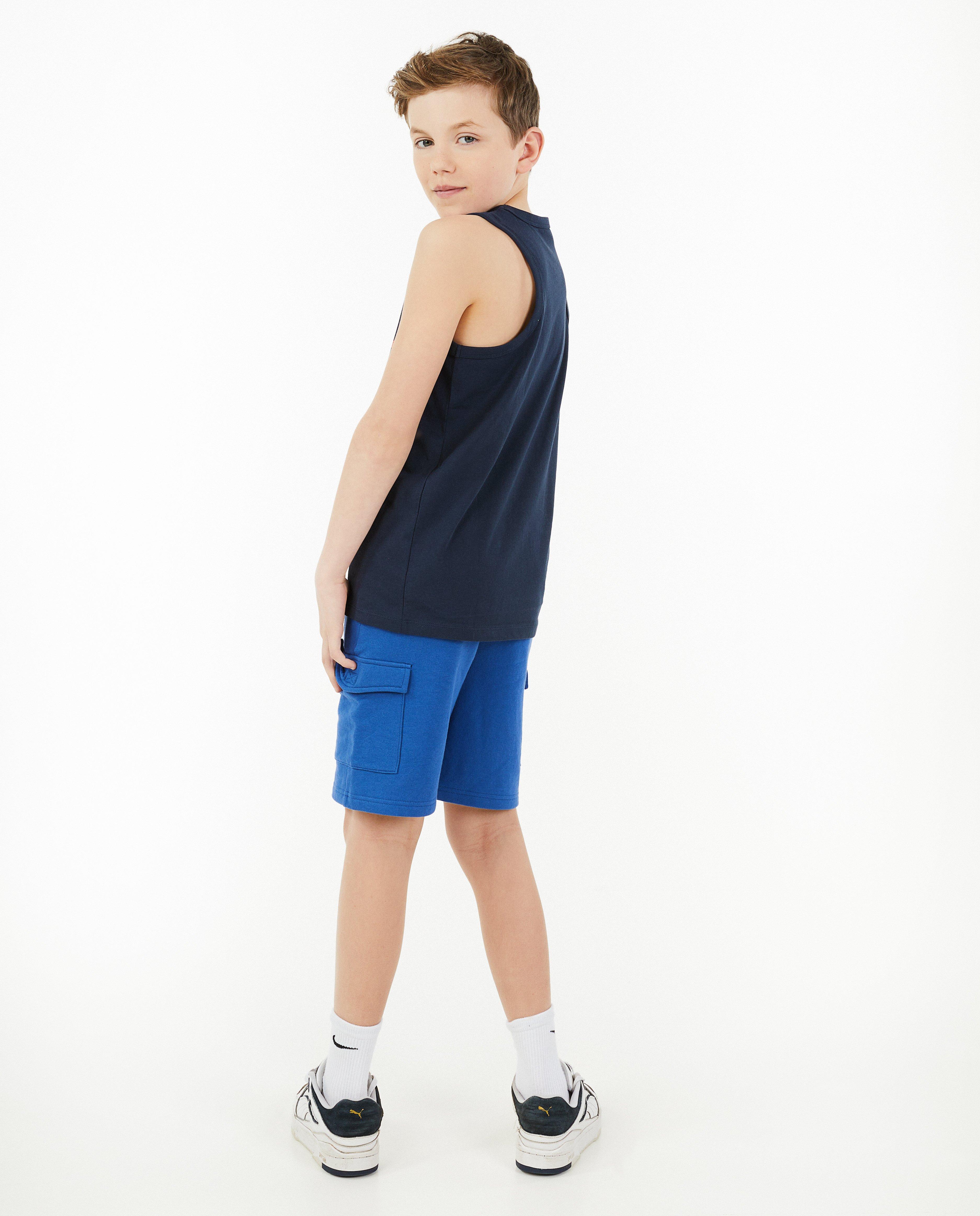 T-shirts - Donkerblauwe top met opschrift