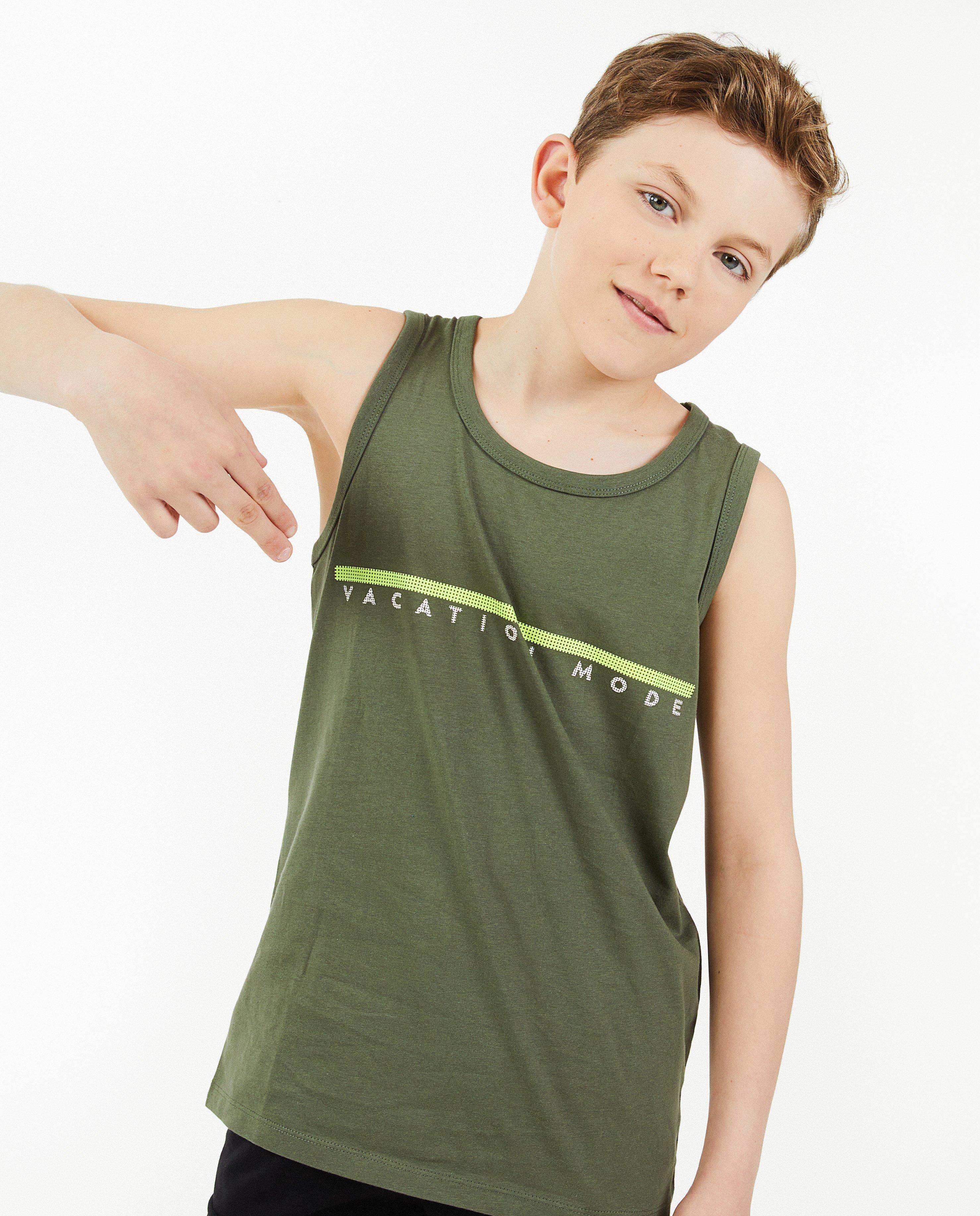 T-shirts - Donkerblauwe top met opschrift