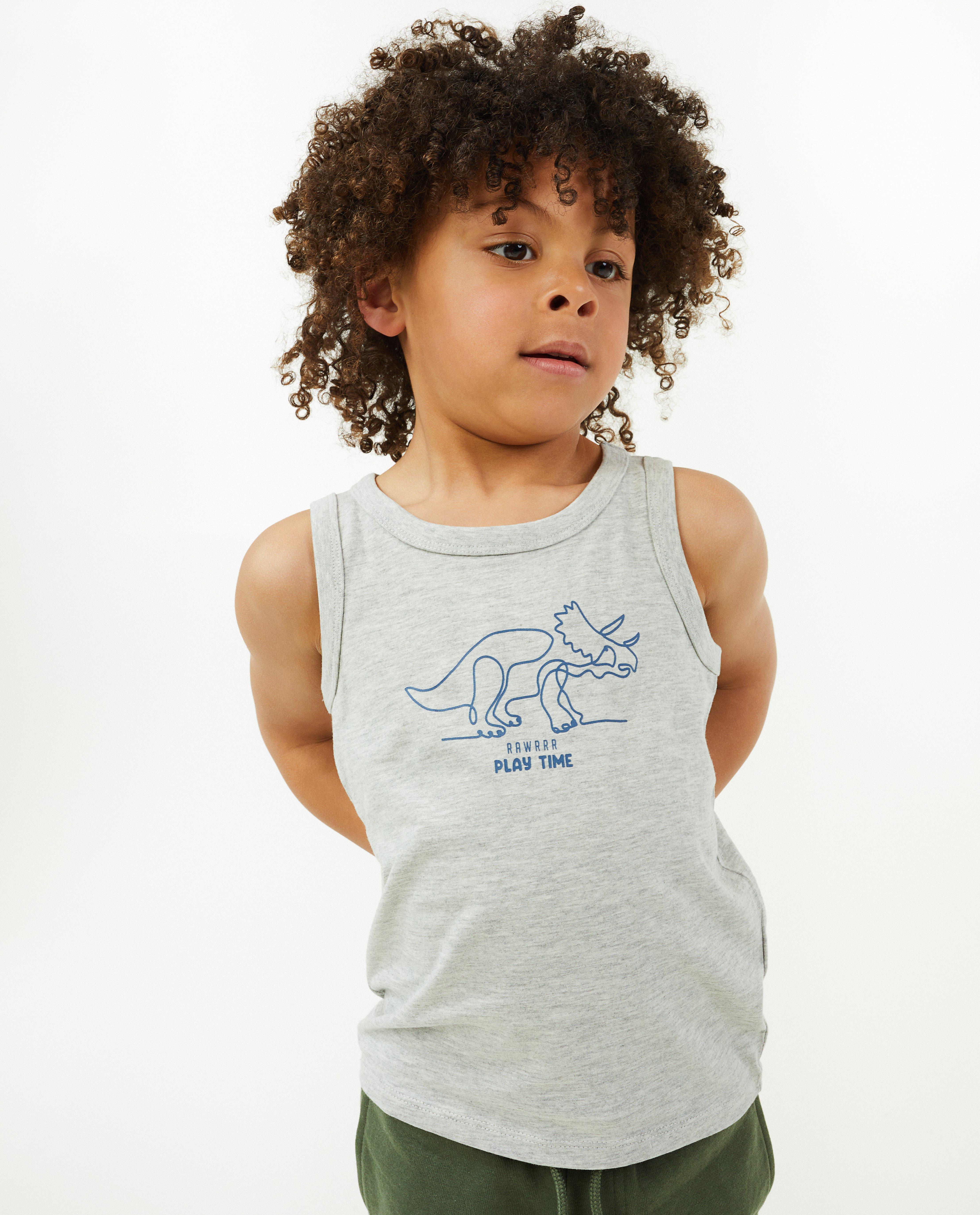 T-shirts - Grijze top met dinoprint