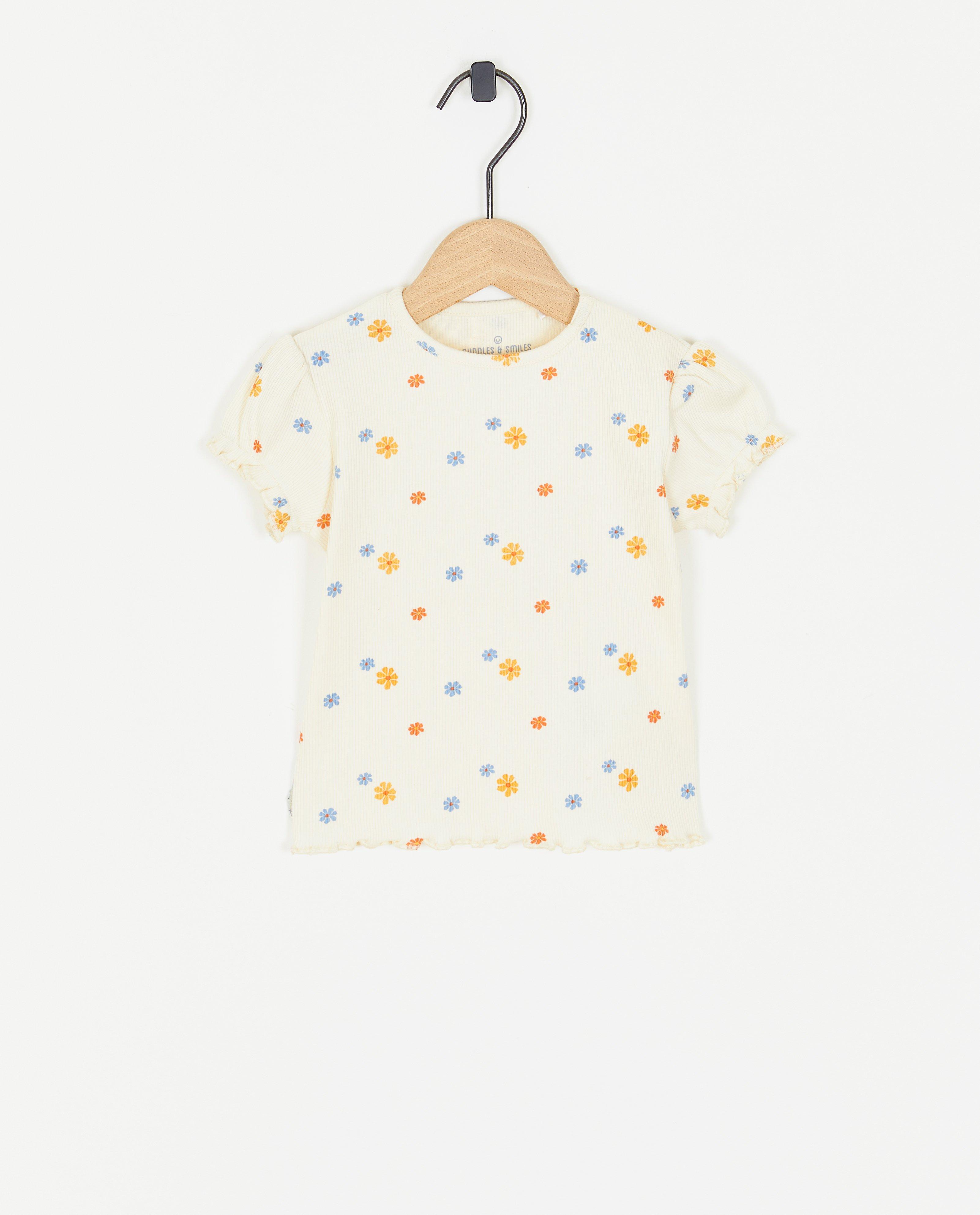 Wit T-shirt met rib - null - Cuddles and Smiles