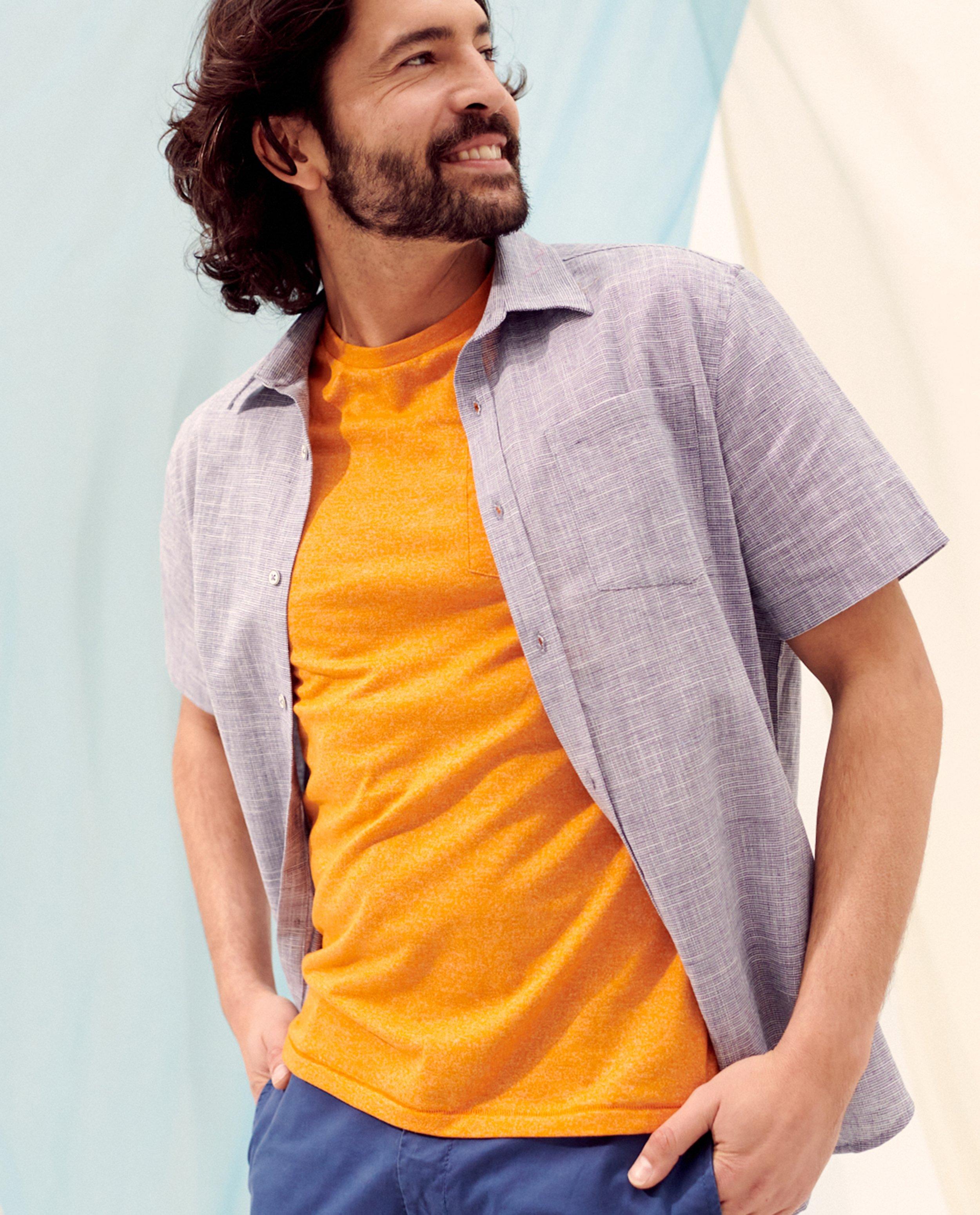 T-shirts - Oranje T-shirt met borstzak, heren