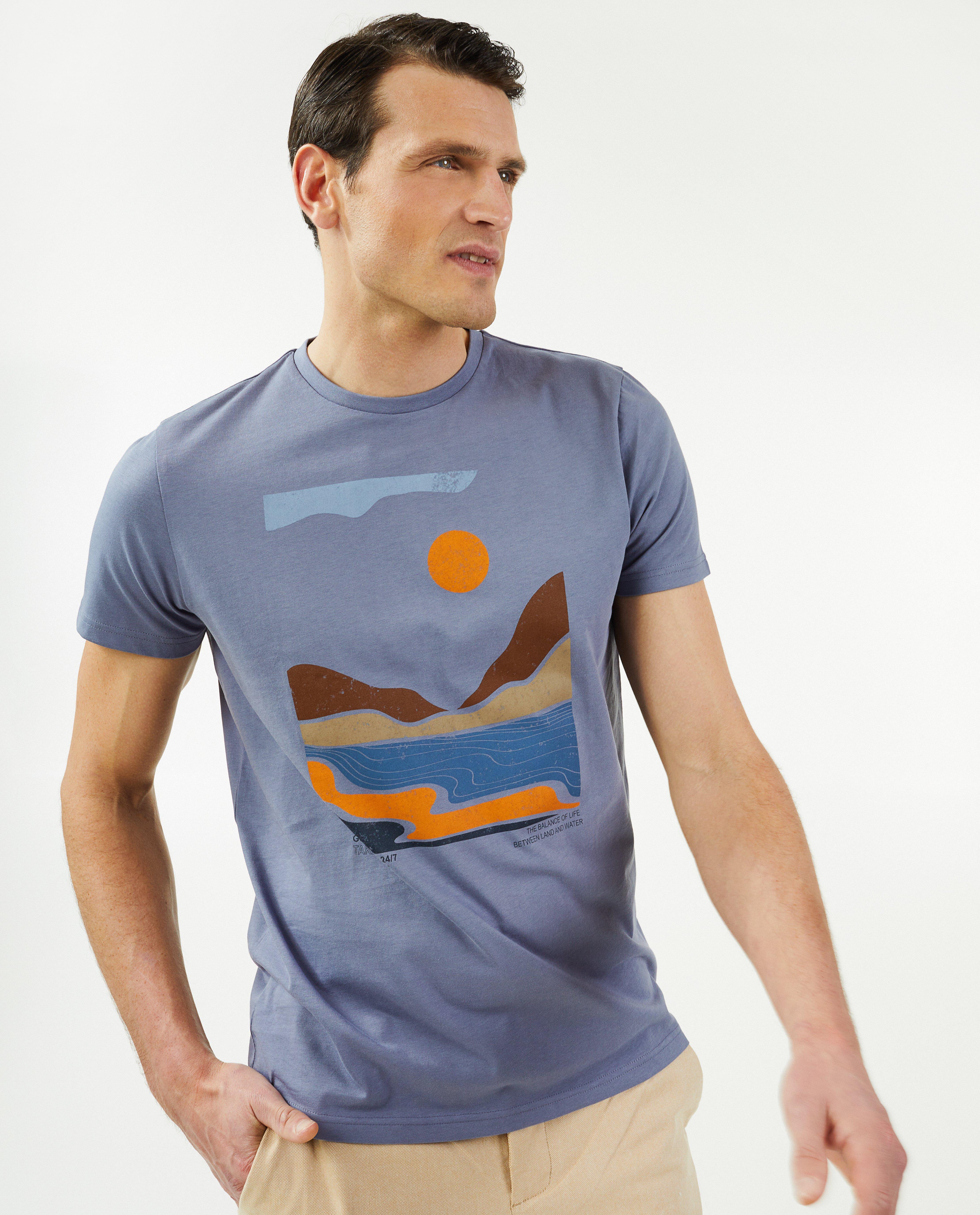 T-shirts - T-shirt beige à imprimé, slim fit